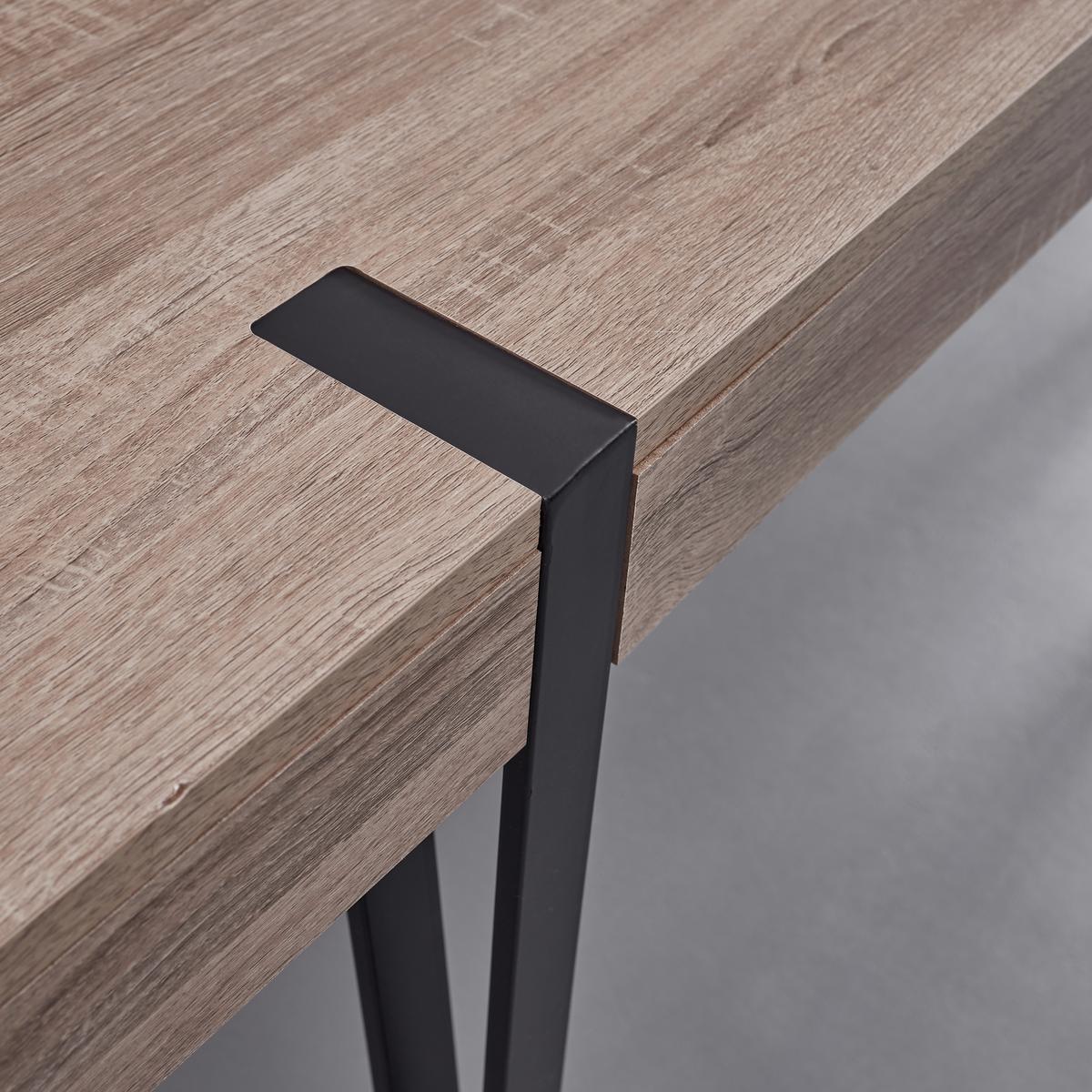 Masă ELIN - culoare lemn stejar/negru, Modern, metal/material pe bază de lemn (160/90/76cm) - Bessagi Home