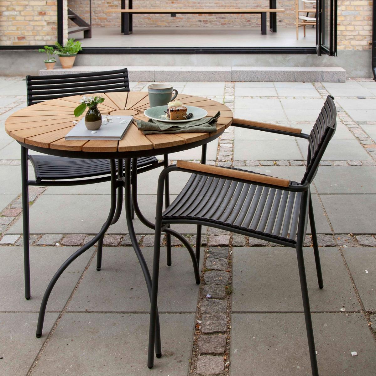 Balkonset Ellen Anthrazit/Teak - Anthrazit/Schwarz, Natur, Holz/Kunststoff - Gardenson