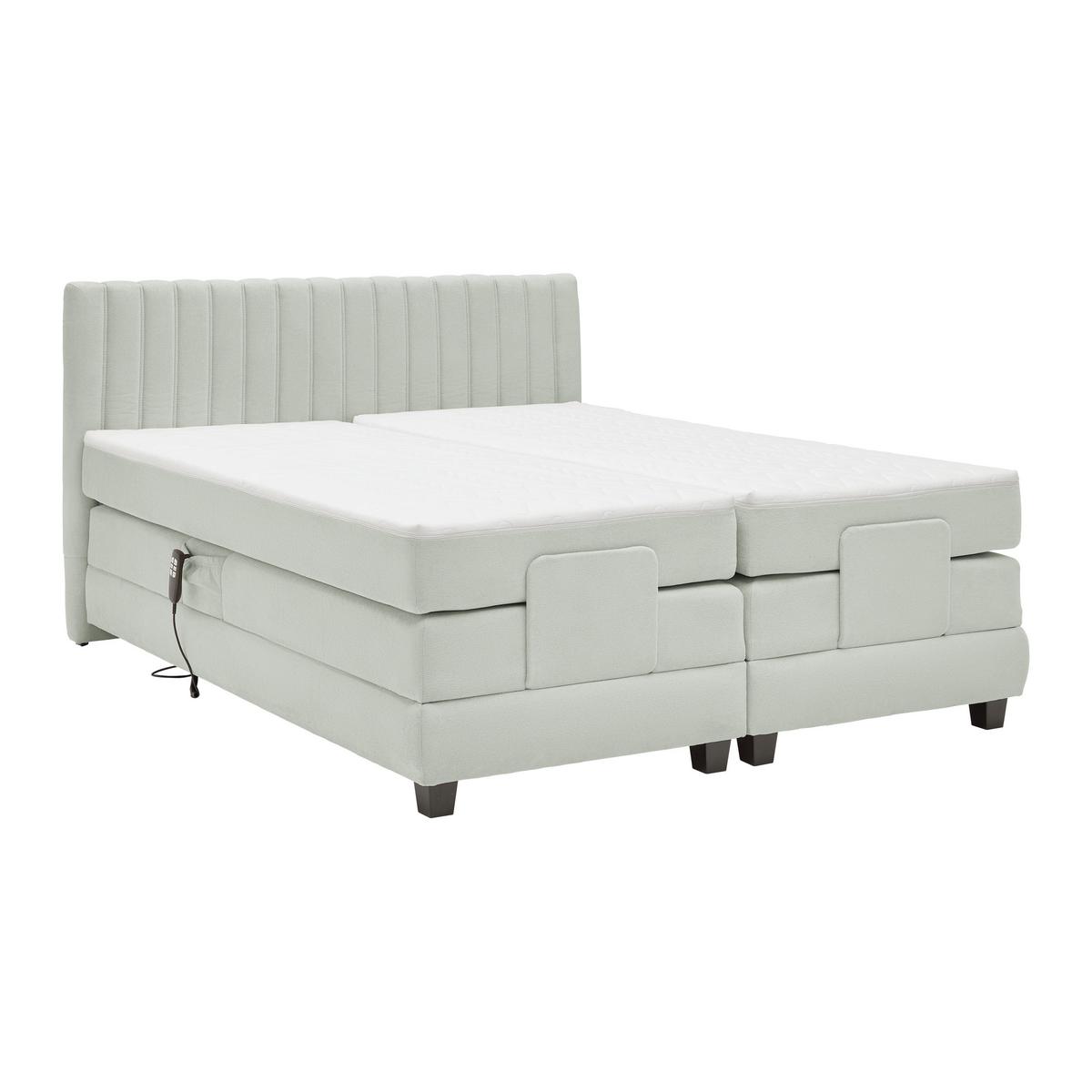 Boxspringbett Dixon Hellgrau ca. 160x200cm - Hellgrau/Schwarz, Konventionell, Holz/Holzwerkstoff (160/200cm) - Premium Living