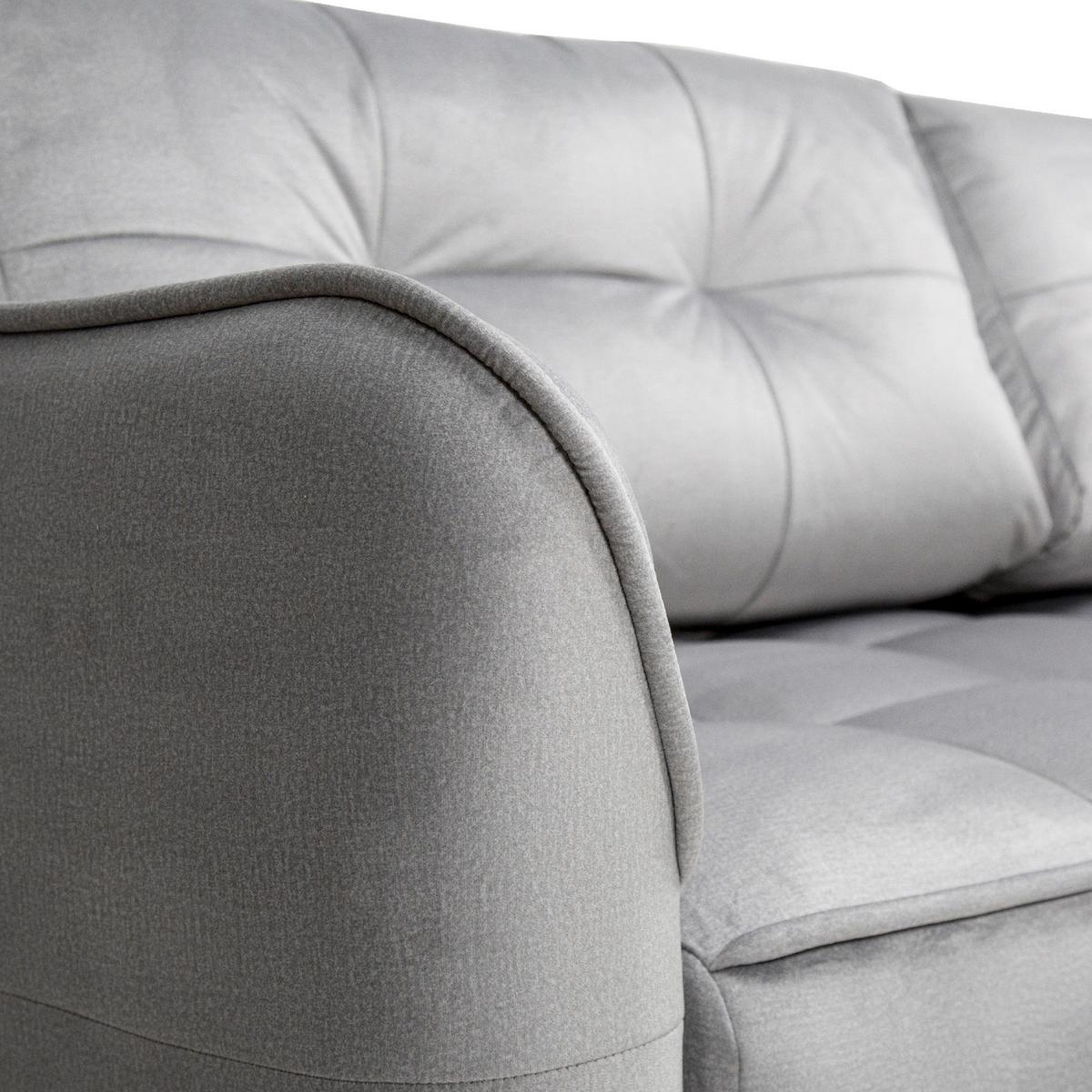 Canapea extensibila BOMBEI - gri, Modern, lemn/textil (243/94/125cm) - Premium Living