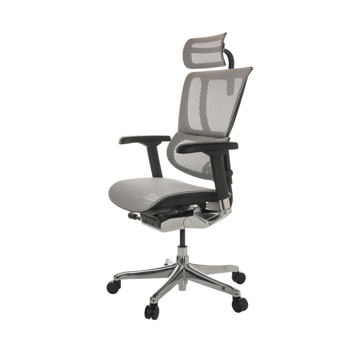 Drehstuhl Ergohuman Slim Hellgrau ca. 69x116-138x66cm - Silberfarben/Hellgrau, Basics, Kunststoff/Textil (69/116-138/66cm) - MID.YOU