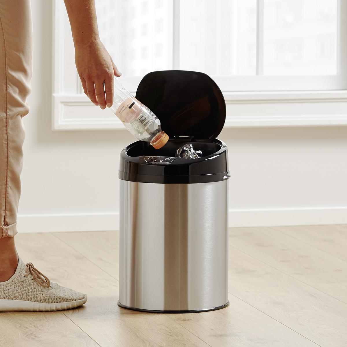 Koš Za Smeti Sensor, 9 L - barve nerjavečega jekla/črna, Trend, kovina/umetna masa (24,5/37,5cm) - Echtwerk