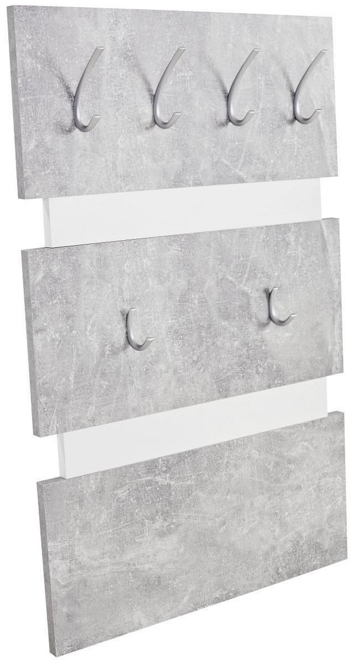 Panou cuier Moya - alb/gri, Modern, plastic/material pe bază de lemn (70/99/2cm) - Modern Living