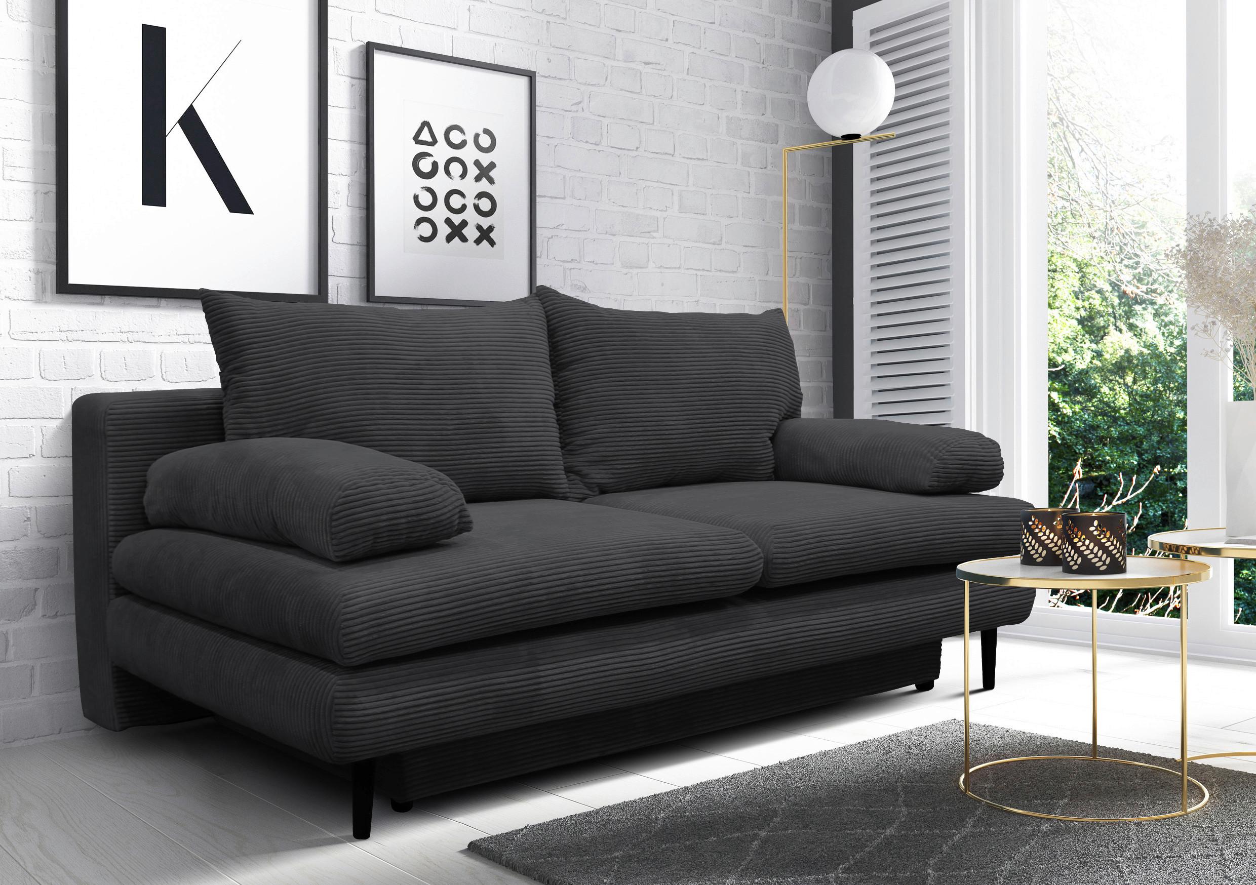 Canapea extensibila FIORE - gri închis, Design, textil (202/85/99cm) - Modern Living