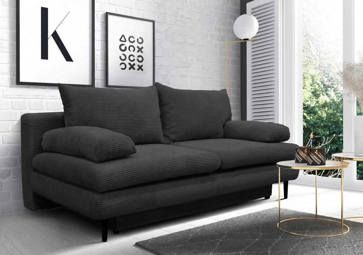 Trosjed Na Razvlačenje Fiore - tamno siva/crna, Design, tekstil/drvo (202/85/99cm) - Modern Living