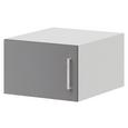 AUFSATZSCHRANK Grau Hochglanz/Weiß - Edelstahlfarben/Grau, MODERN, Holzwerkstoff/Metall (50/32/57cm) - MODERN LIVING