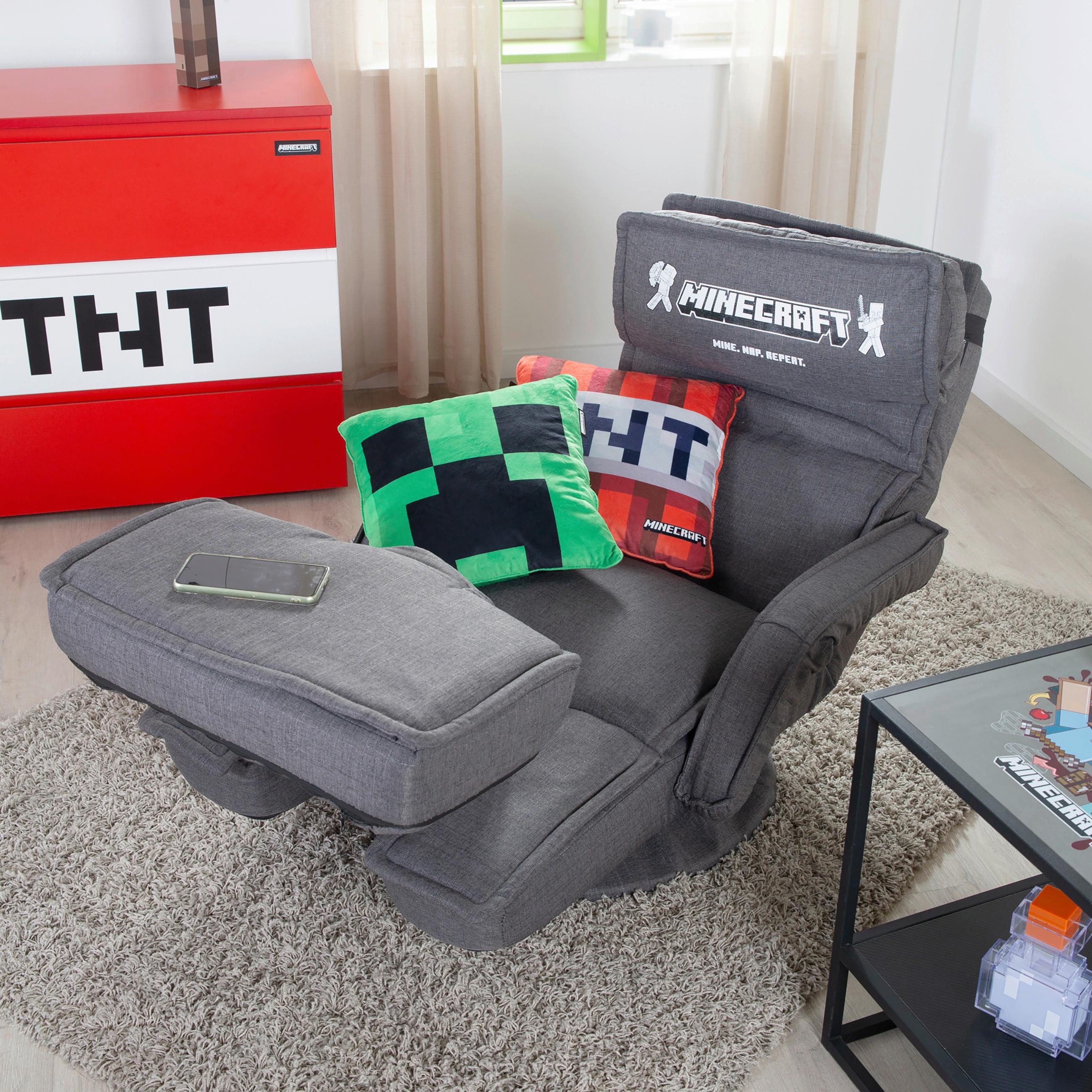 Loungesessel Minecraft ca. 62x80x60 cm Grau - Grau, MODERN, Textil/Metall (62/80/60cm) - Minecraft