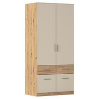 Drehtürenschrank Celle-Super Champagner/Eiche Artisan - Champagner/Alufarben, KONVENTIONELL, Holzwerkstoff/Kunststoff (91/197/54cm) - Mömax