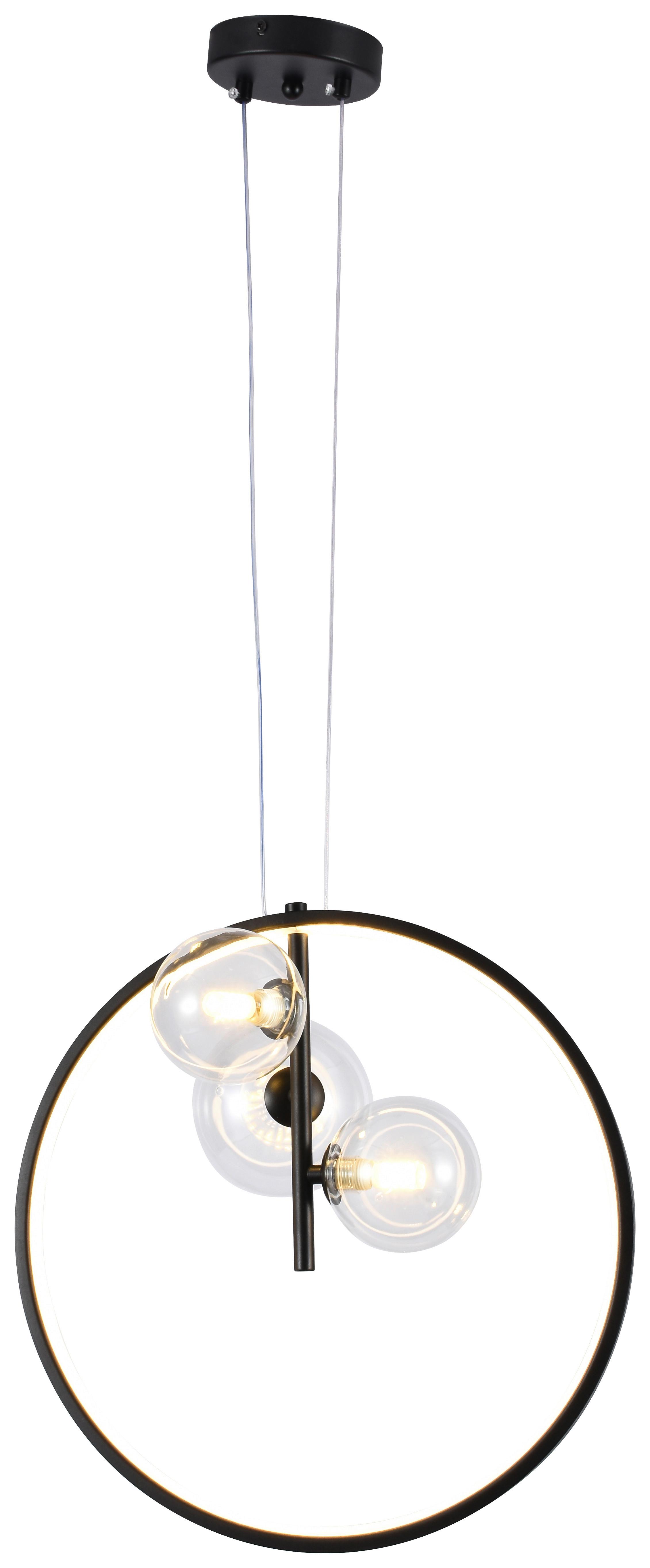 LED-Hängeleuchte Ribn Schwarz/Transparent max. 6 W - Transparent/Schwarz, MODERN, Glas/Metall (40/163cm) - Modern Living