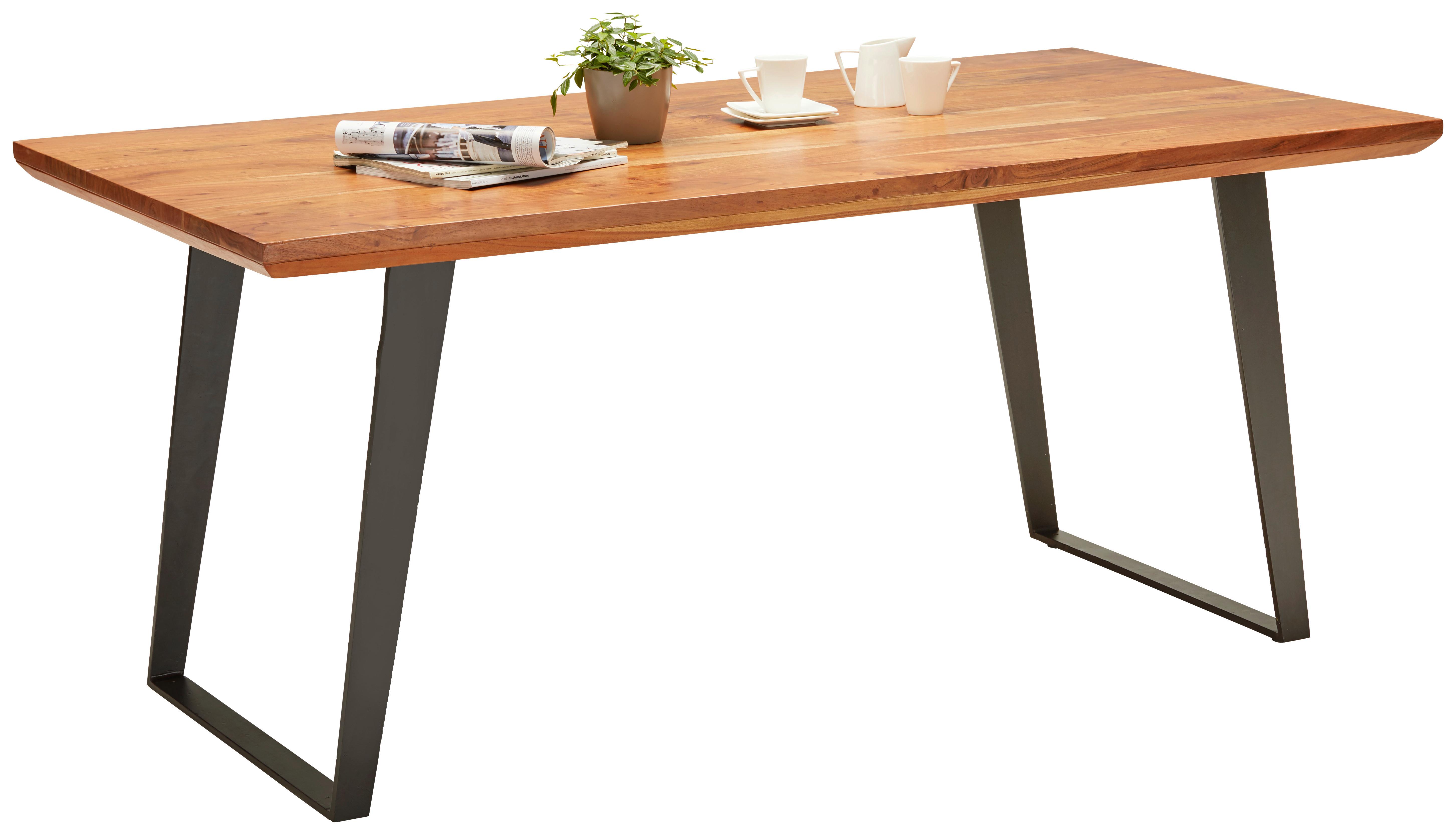 Esstisch aus Akazie massiv - Schwarz/Akaziefarben, Lifestyle, Holz/Metall (175/90/76cm) - Zandiara