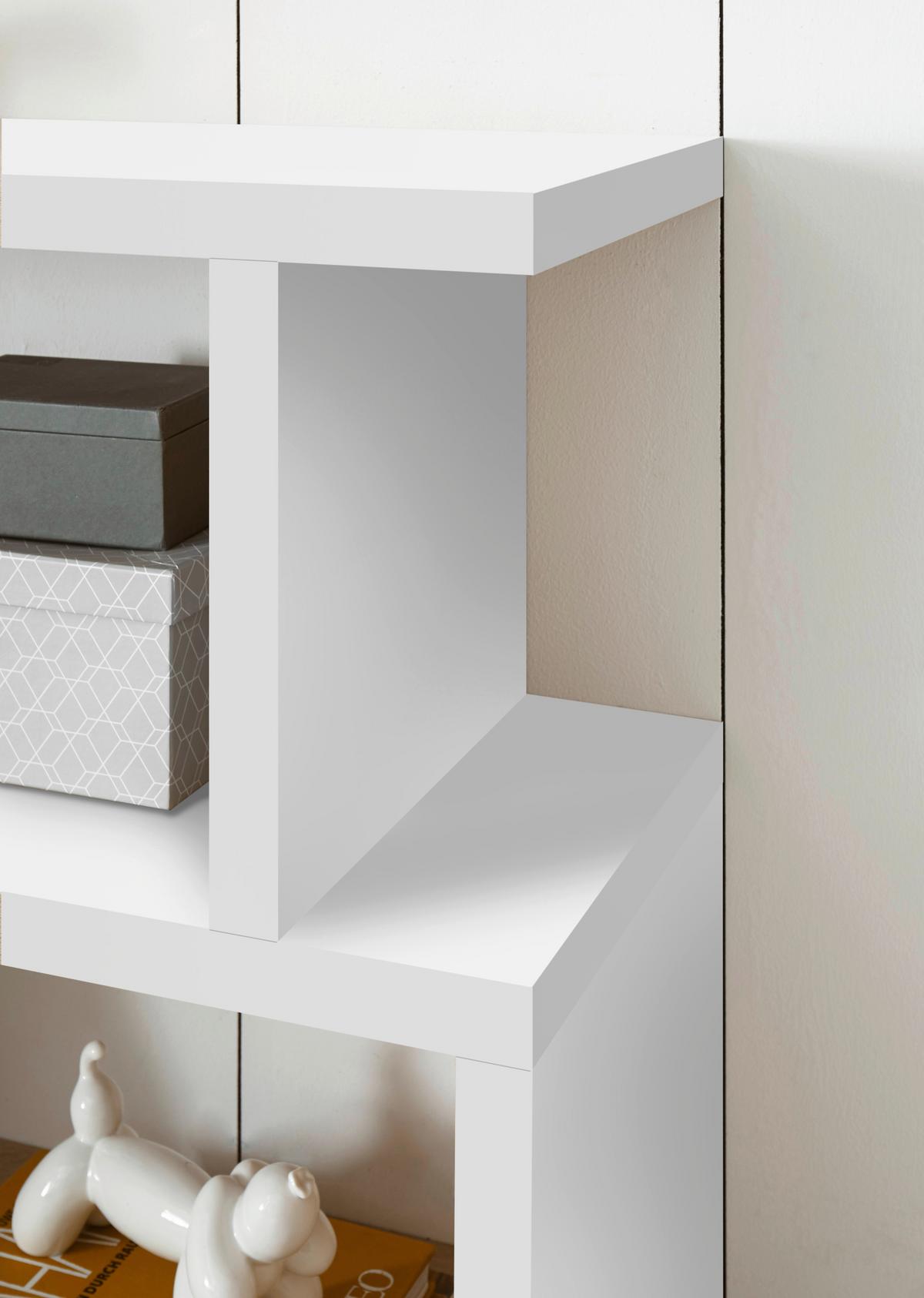 Stenski Regal York, Bela - črna/bela, Basics, leseni material (100/80/38cm) - Modern Living