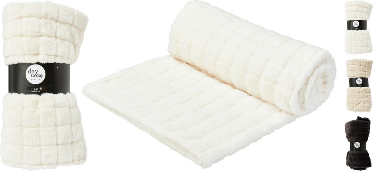 Pătură pufoasă cca. 160x130 cm Maira II - alb/gri închis, Basics, textil (130/160cm)