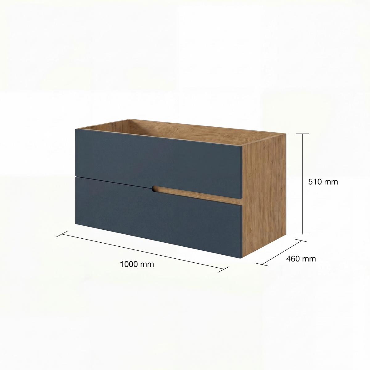 Bază pentru lavoar Eva - stejar sălbatic/albastru, Modern, material pe bază de lemn (100/51/46cm)