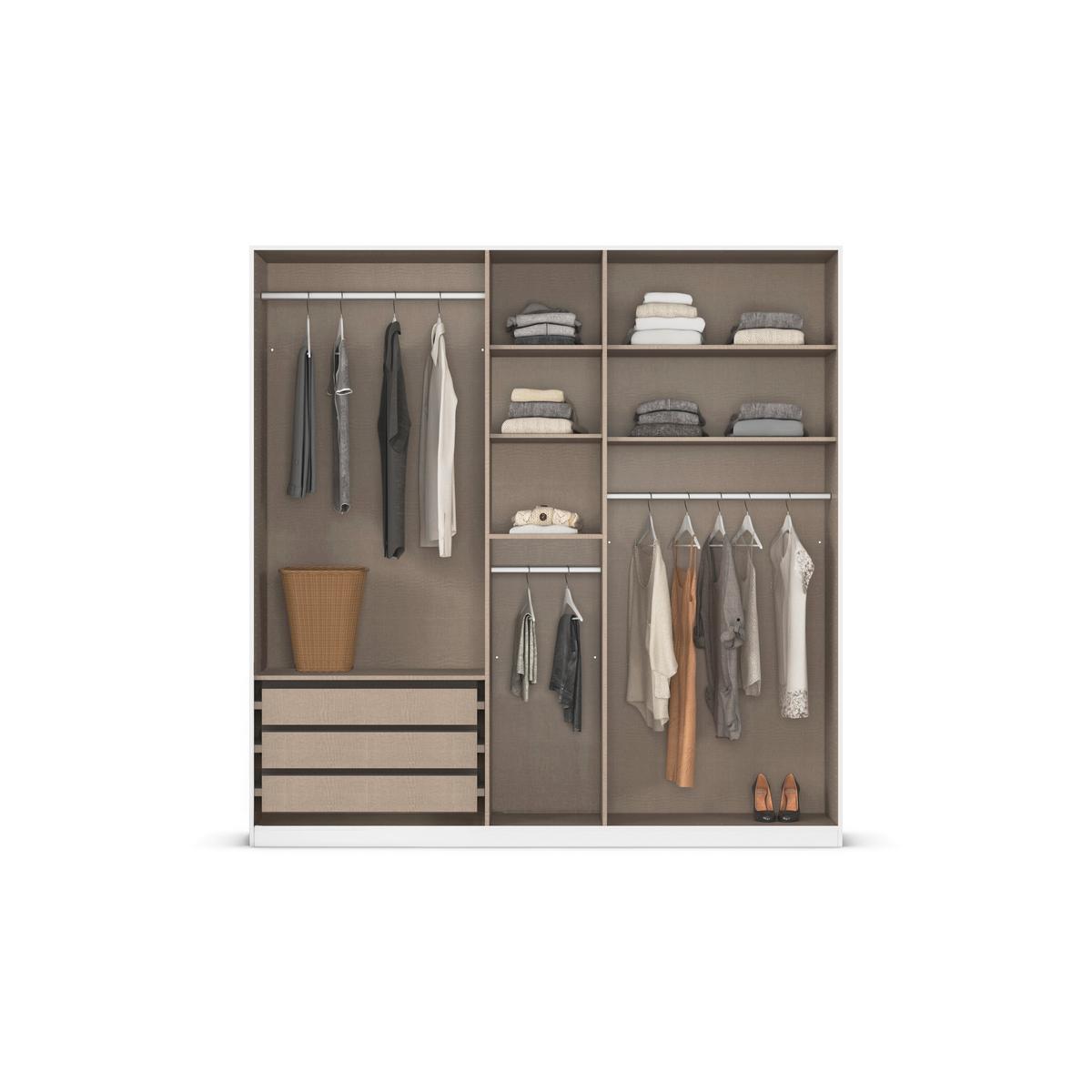 Kleiderschrank Safari Champagner/Eiche Artisan - Champagner/Schwarz, KONVENTIONELL, Holzwerkstoff/Metall (226/210/54cm) - Based