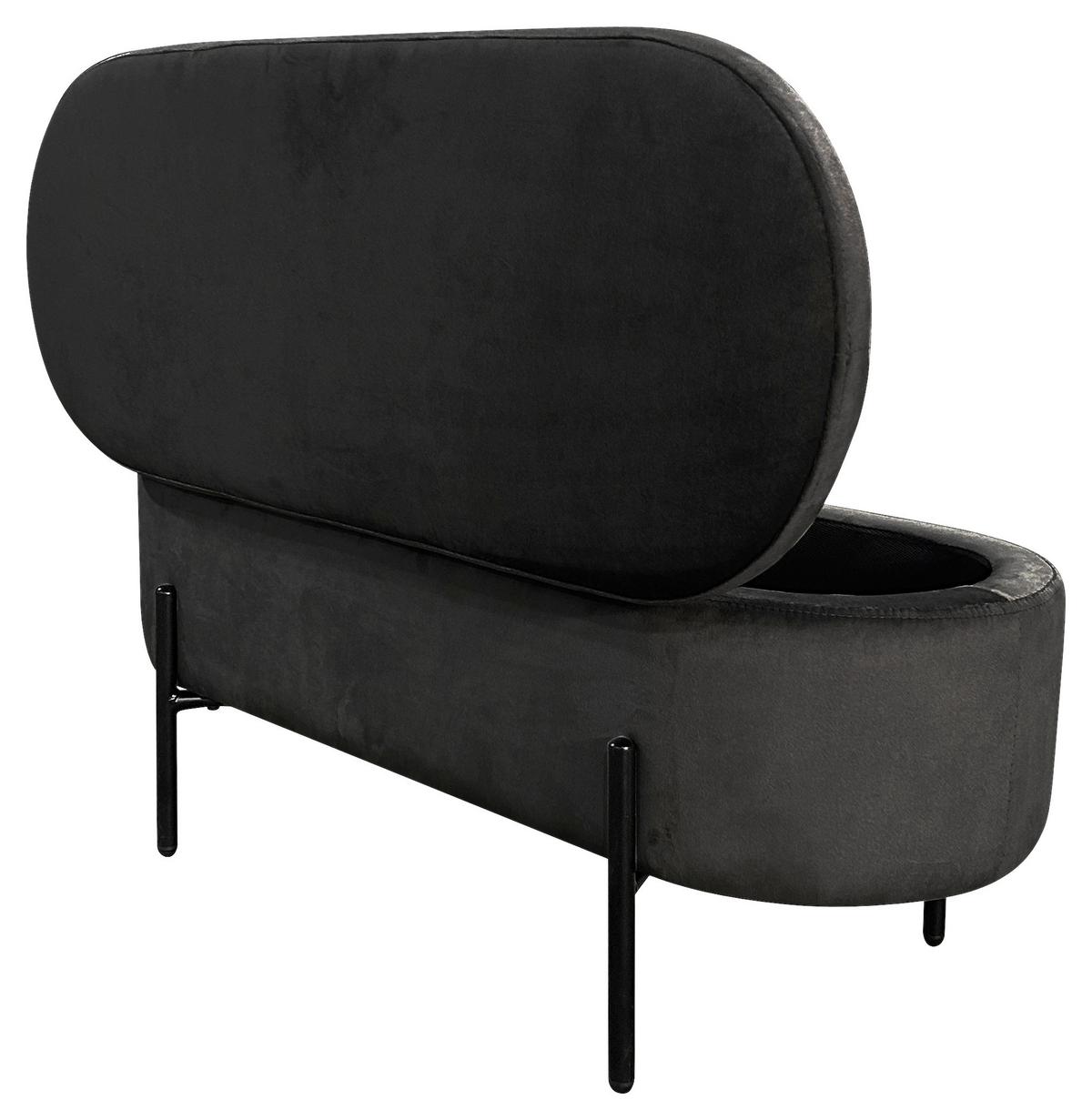 Sitzbank NOVA Schwarz, Samt - Schwarz, Design, Textil/Metall (95/42/37,5cm) - MID.YOU