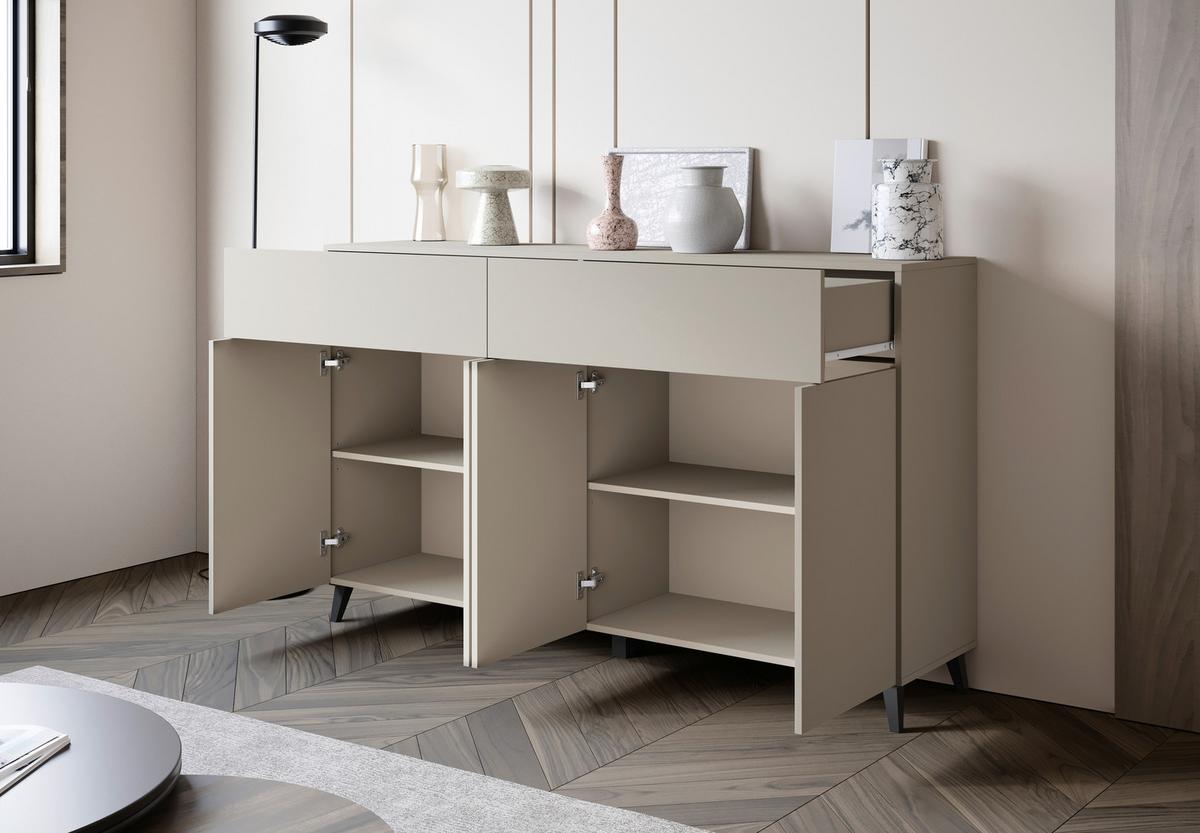 Sideboard Phuket Kaschmir Beige - Kaschmir/Schwarz, Design, Holzwerkstoff/Kunststoff (160/95,4/39cm) - P & B