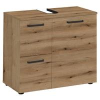 SZAFKA POD UMYWALKĘ VANICE - kolor dębowy/czarny, Modern, materiał drewnopochodny/tworzywo sztuczne (70/60/35cm) - MID.YOU