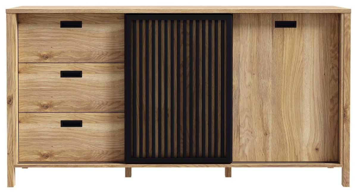 Kommode Jytana Schwarz/Eichefarben - Eichefarben/Schwarz, Modern, Holzwerkstoff (174,8/91,5/40,2cm) - Premium Living