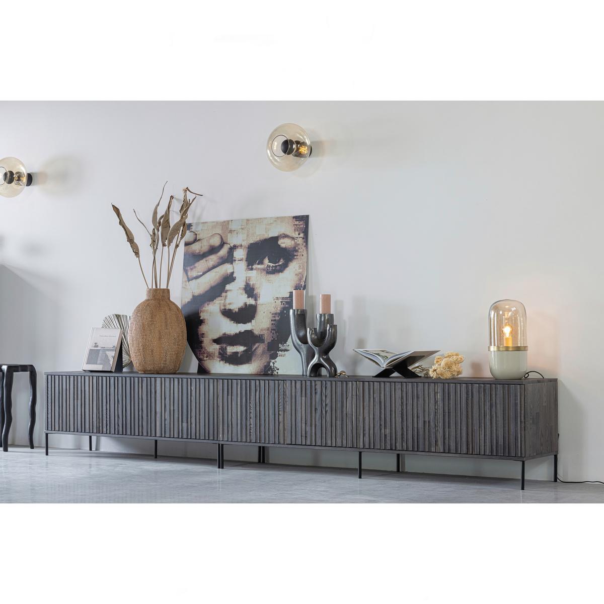 Lowboard Gravure Schwarz B: 100cm - Schwarz, Design, Holz/Metall (100/56/44cm) - Livetastic