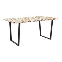 Esstisch Dave Marmoroptik ca. 160x90x76 cm - Schwarz/Braun, MODERN, Metall (160/90/76cm) - Bessagi Home