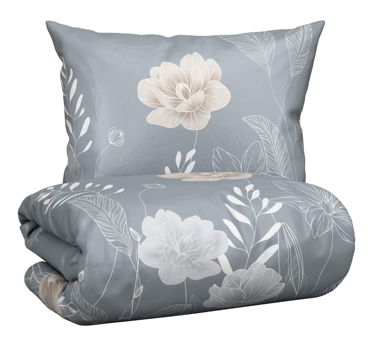 Bettwäsche Nala Grau ca. 160x210cm - Grau, Romantik / Landhaus, Textil (160/210cm) - Modern Living