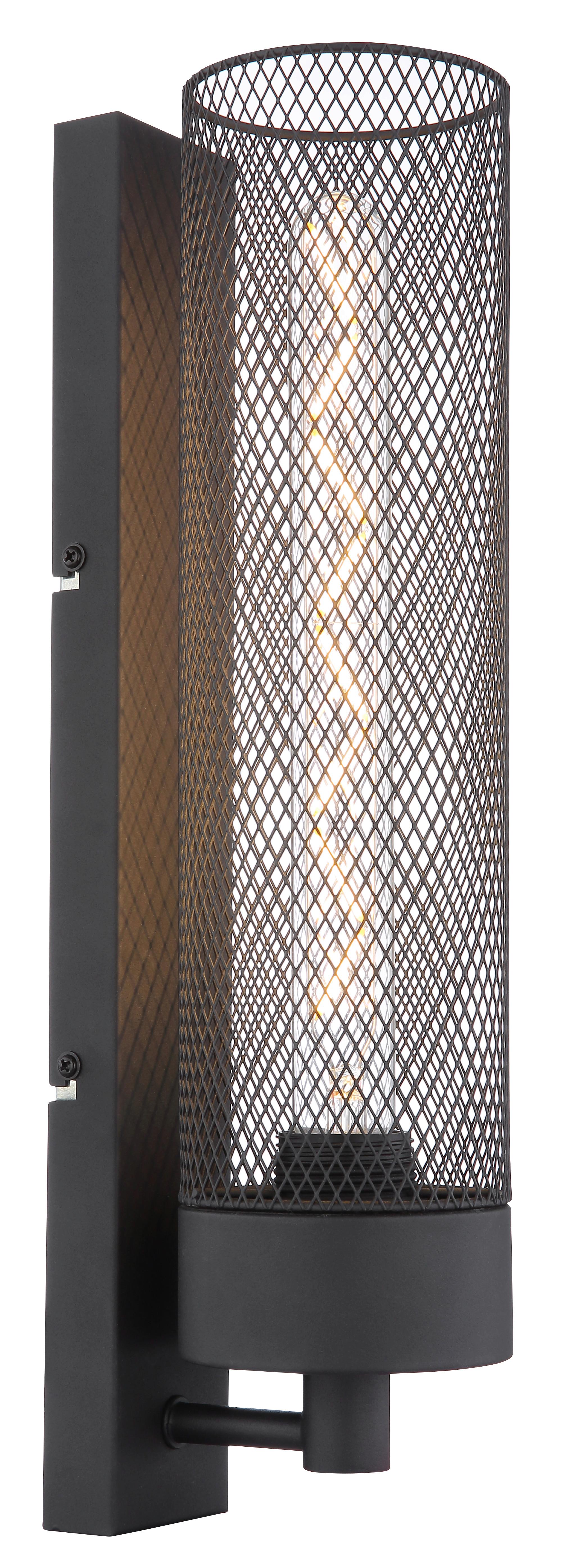 Wandleuchte Hans Schwarz matt max. 40 Watt - Schwarz, Design, Metall (9,5/41cm) - Globo