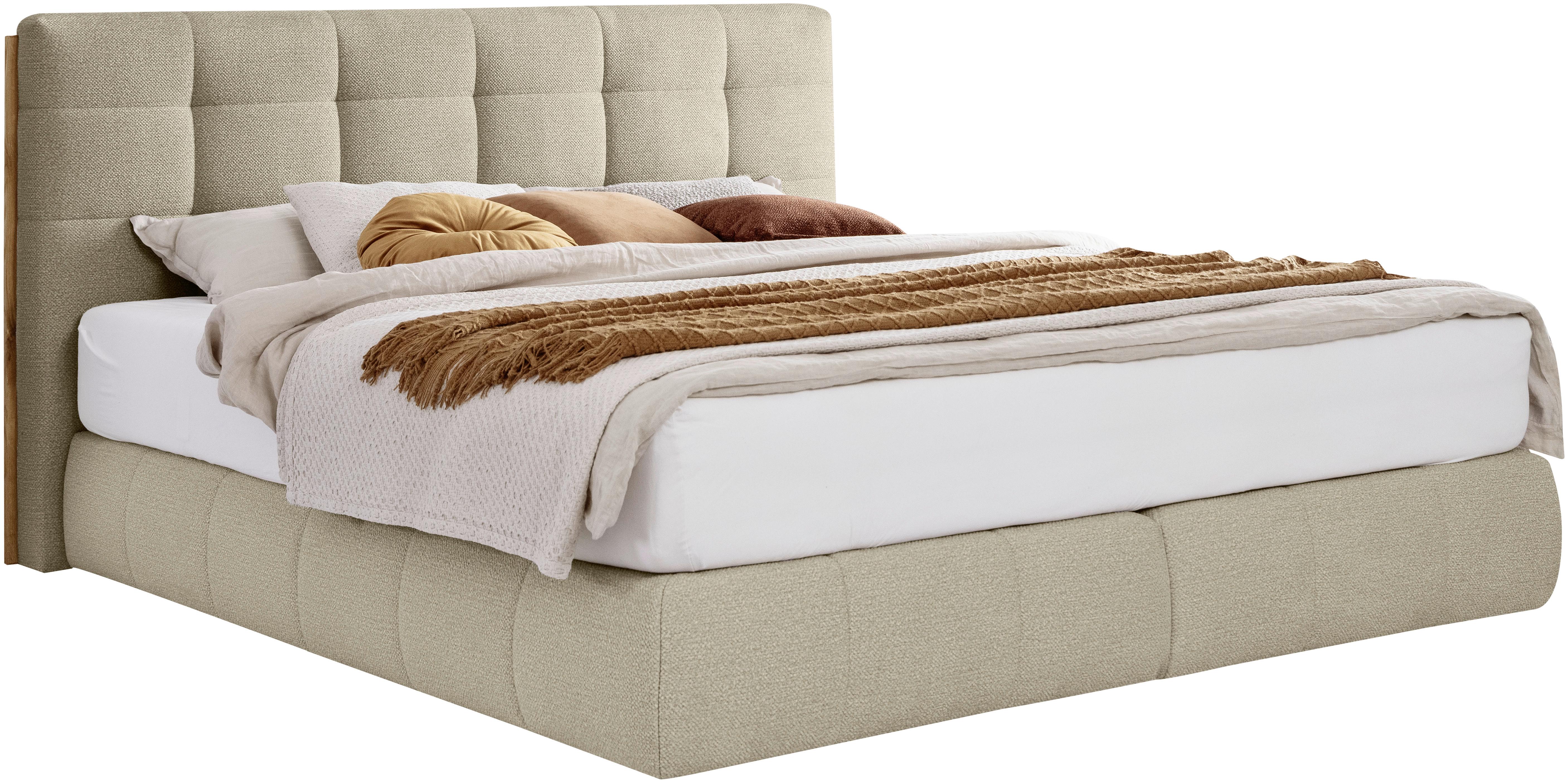 Boxspringbett Lavenito Beige ca. 180x200cm - Beige/Schwarz, KONVENTIONELL, Textil (180/200cm) - Premium Living