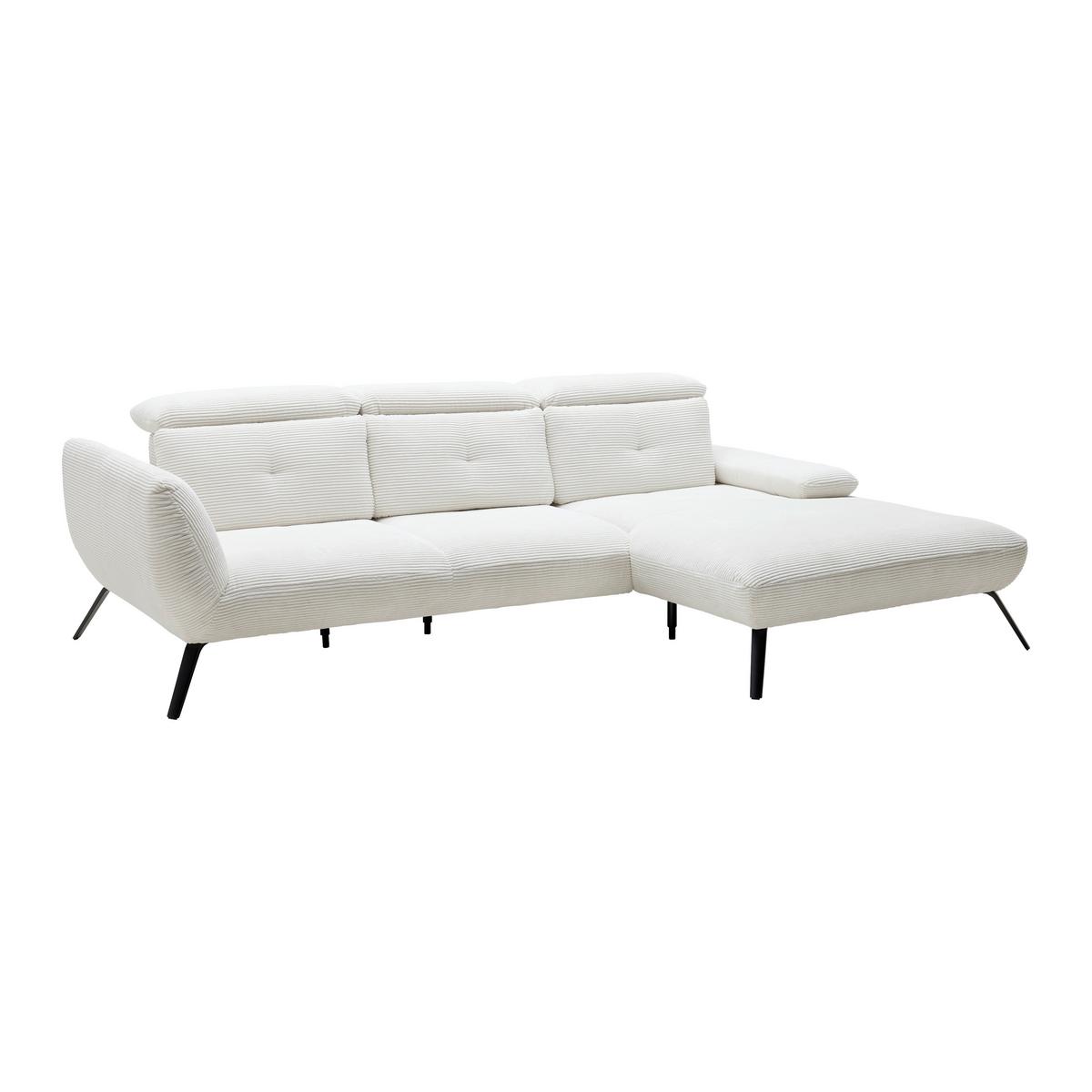 salon panoramique in Weiss - Weiss/Schwarz, Modern, Holzwerkstoff/Textil (301/196cm) - Premium Living