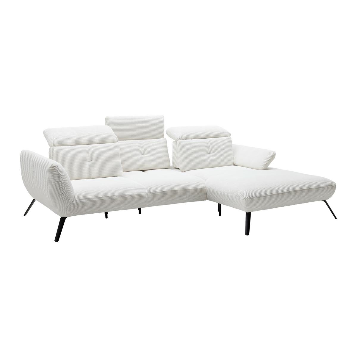 salon panoramique in Weiss - Weiss/Schwarz, Modern, Holzwerkstoff/Textil (301/196cm) - Premium Living