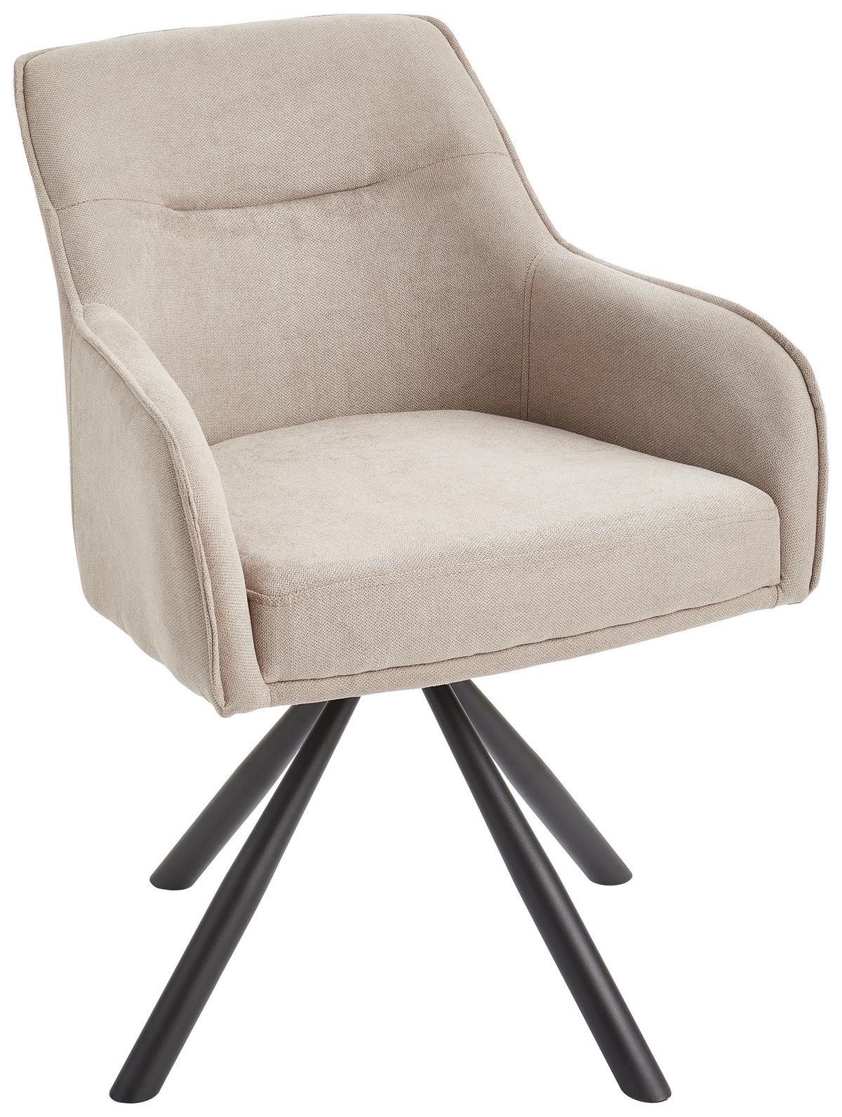 KRZESŁO Z PODŁOKIETNIKAMI ANNA - czarny/taupe, Modern, metal/tkanina (61/86/62cm) - Livetastic