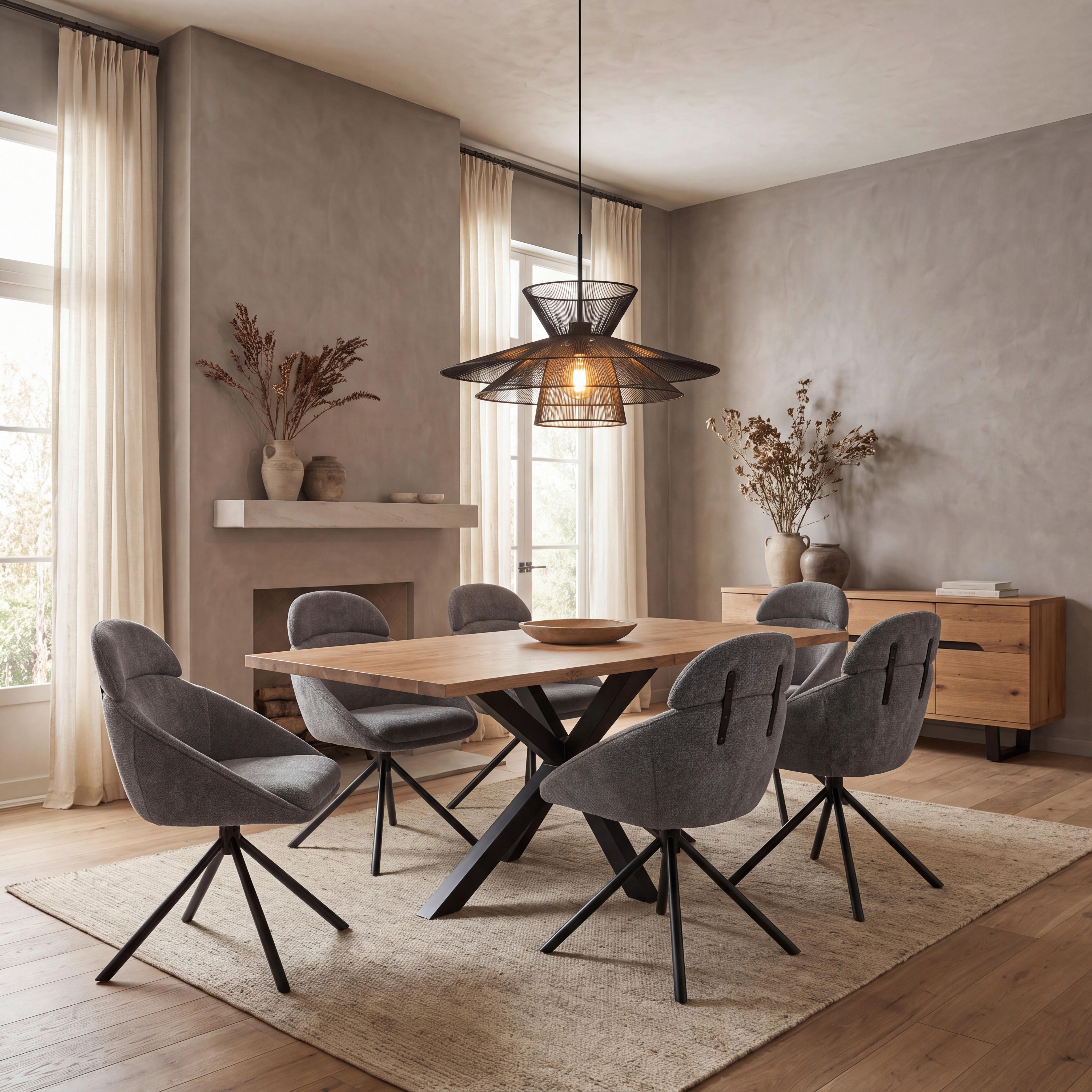 STOL MED ARMSTÖD MAIRA - mörkgrå/svart, Modern, metall/textil (59,5/93/66cm) - Bessagi Home