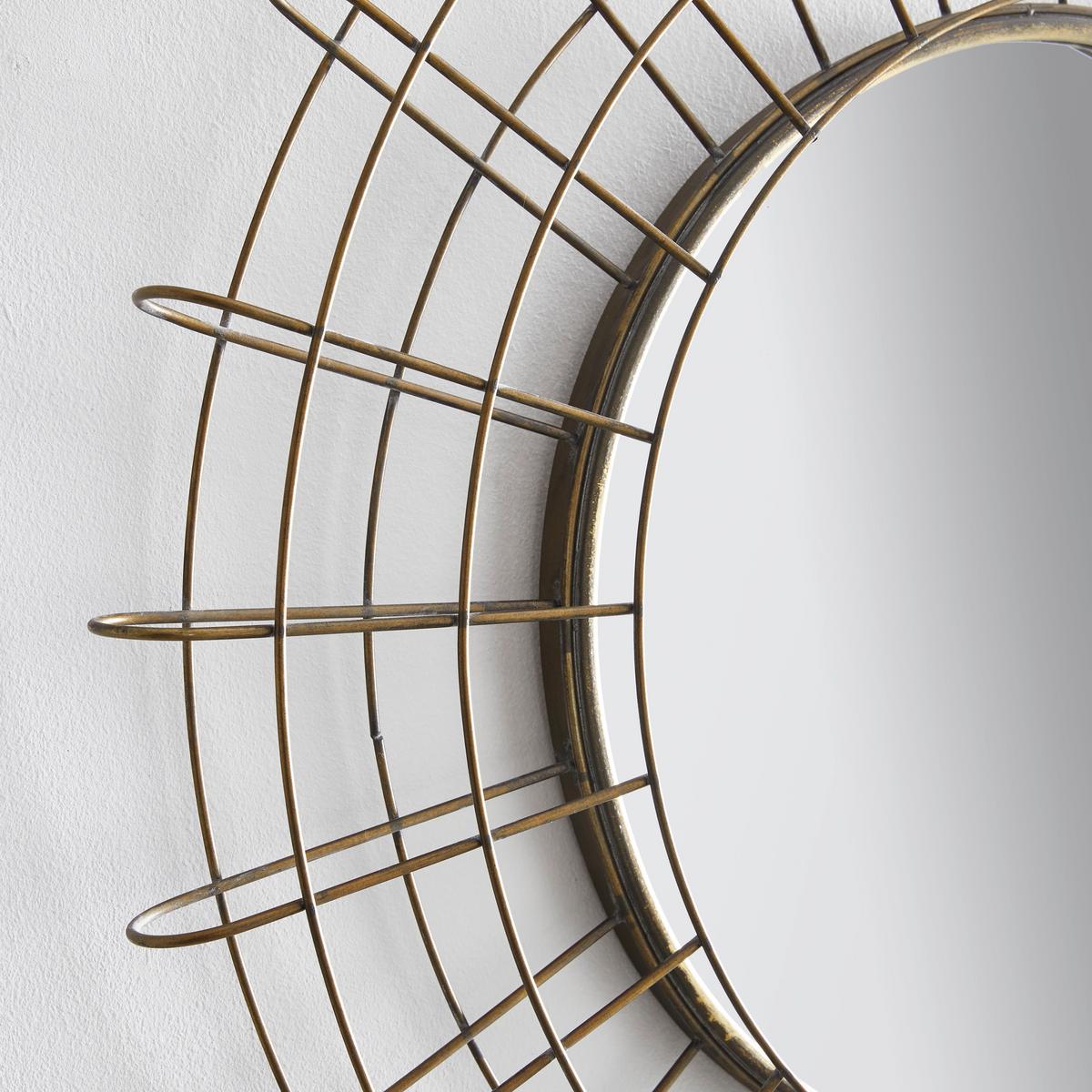Spiegel "Miranda" Ø ca.76cm, messing - Messingfarben/Silberfarben, MODERN, Glas/Holzwerkstoff (76cm) - Bessagi Home