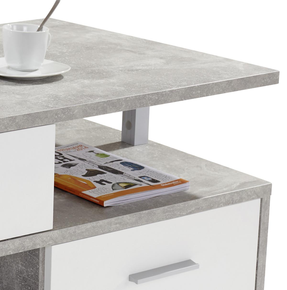 Măsuță de cafea QUATTRO - alb/gri, Konventionell, material pe bază de lemn (105/45/60cm) - Modern Living