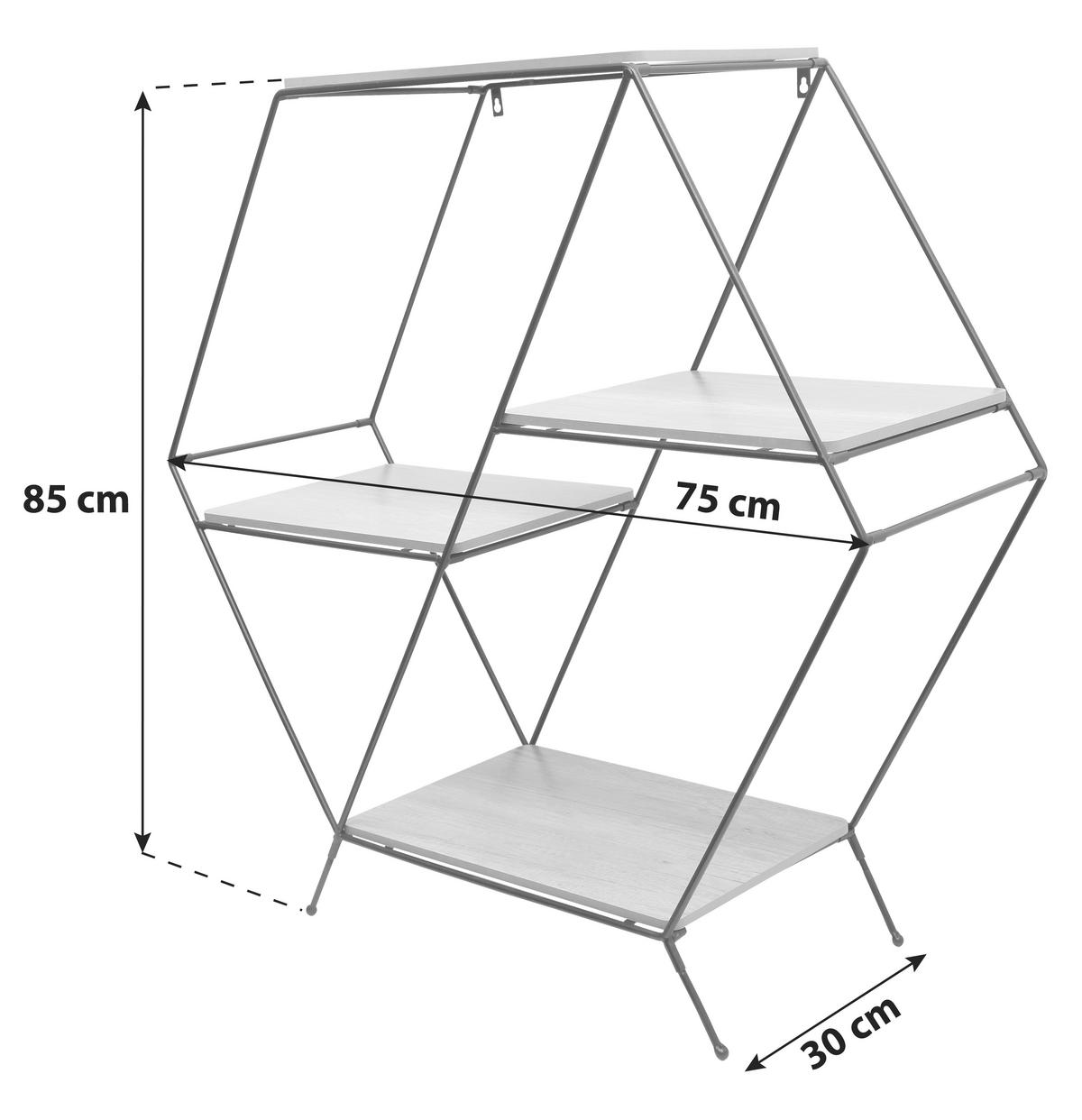 Etajeră Mailand 01 - culoare natur/negru, Modern, metal/material pe bază de lemn (75/85/30cm)