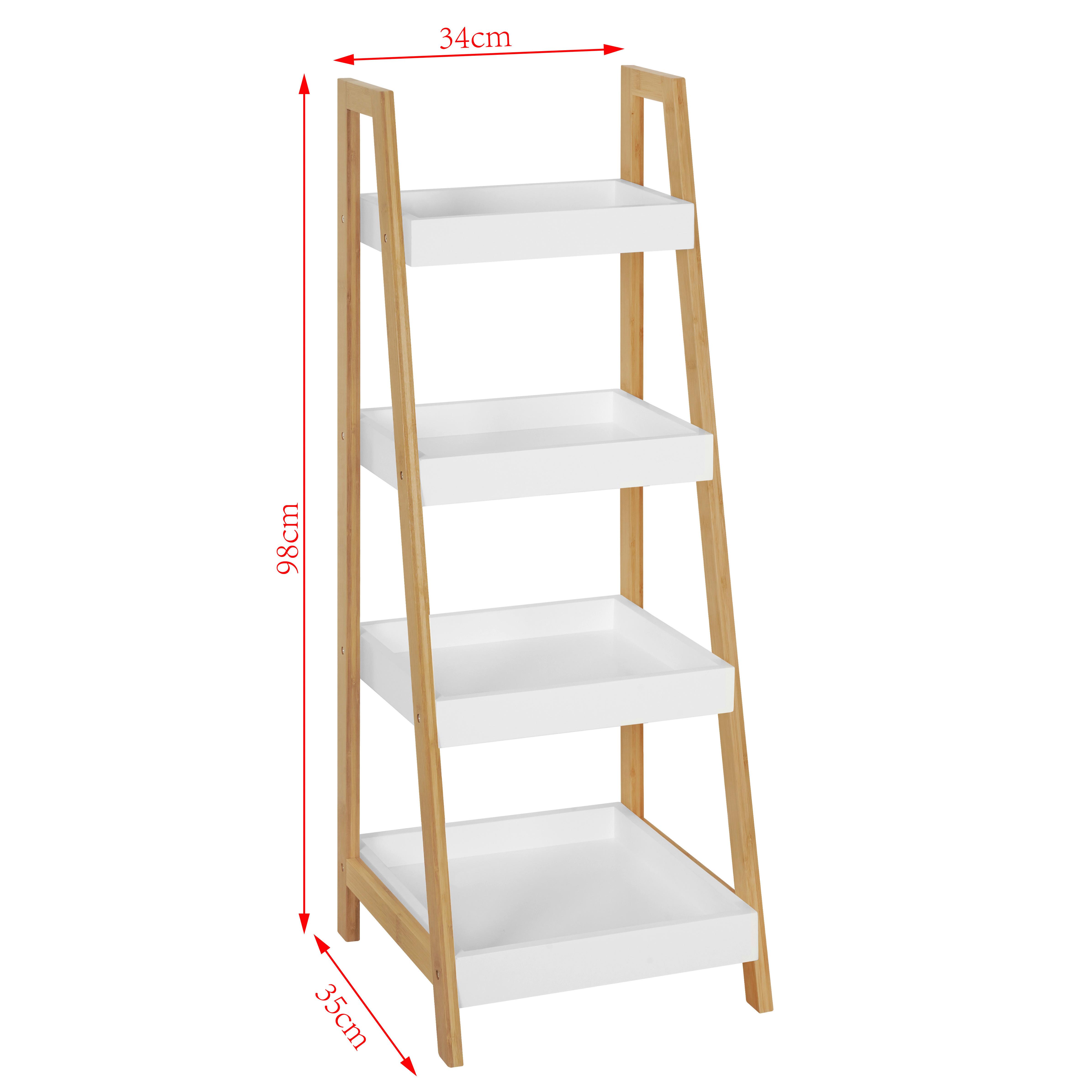 Polica Liane 4 - bijela/prirodne boje, Moderno, drvni materijal/prirodni materijali (34/98/35cm) - Modern Living