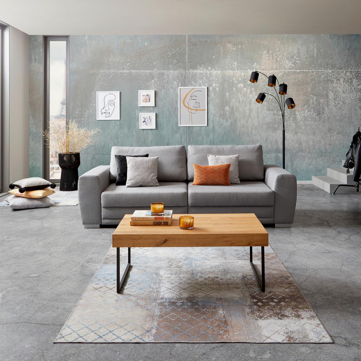 Trosjed Sa Ležajem Concord - siva/boje kroma, Design, tekstil/plastika (252/87/107cm) - Modern Living