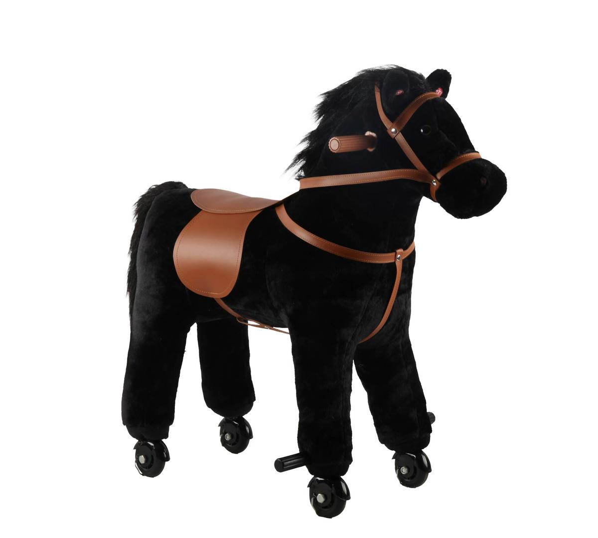 KONIK NA BIEGUNACH JR803 - czarny/ciemnobrązowy, Trend, tworzywo sztuczne/metal (74/45/74cm) - My Baby Lou