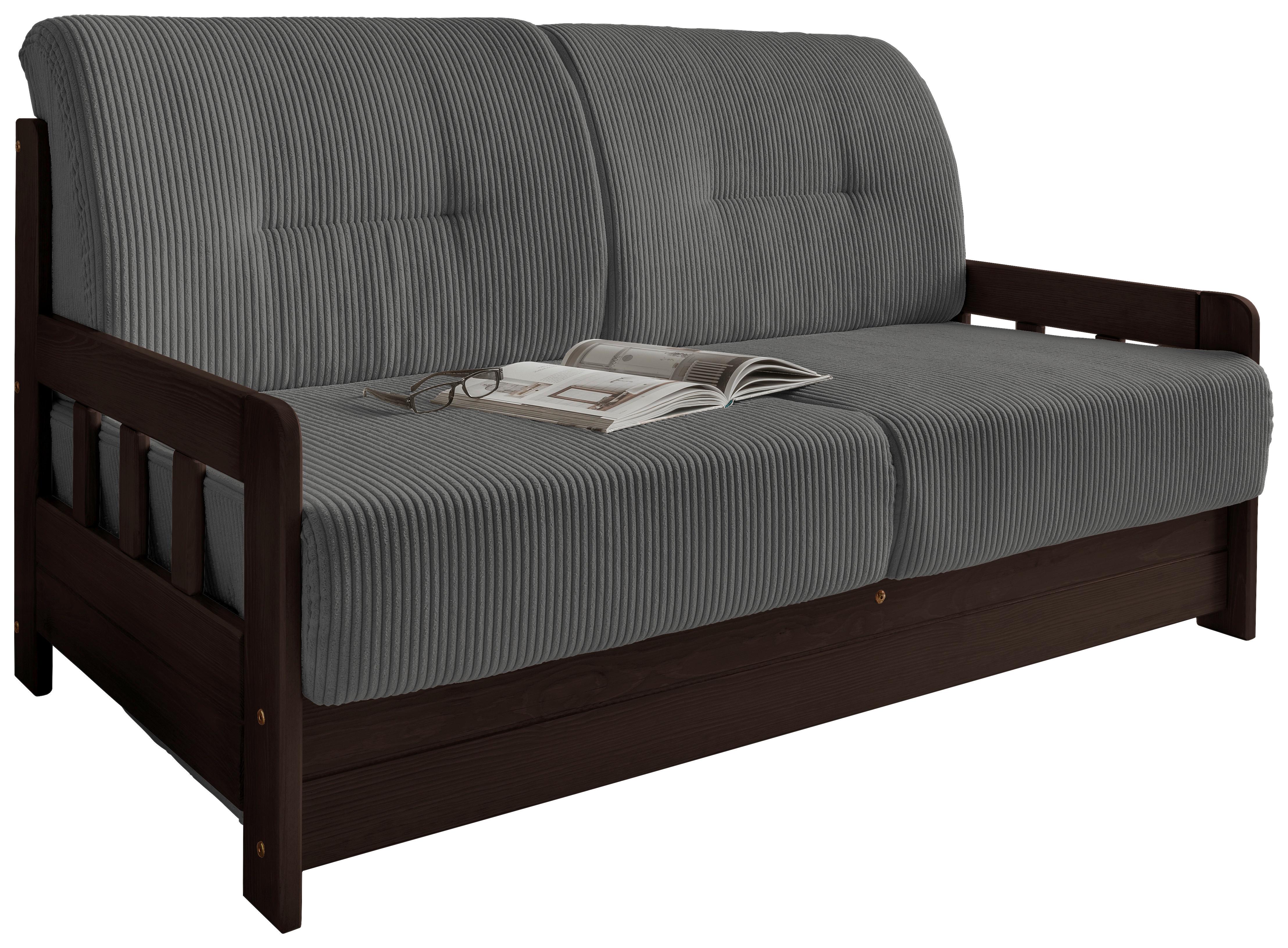 Schlafsofa Camino Holzkorpus Grau/Nussbaum - Nussbaumfarben/Grau, MODERN, Holz/Textil (154/88/90cm) - Livetastic