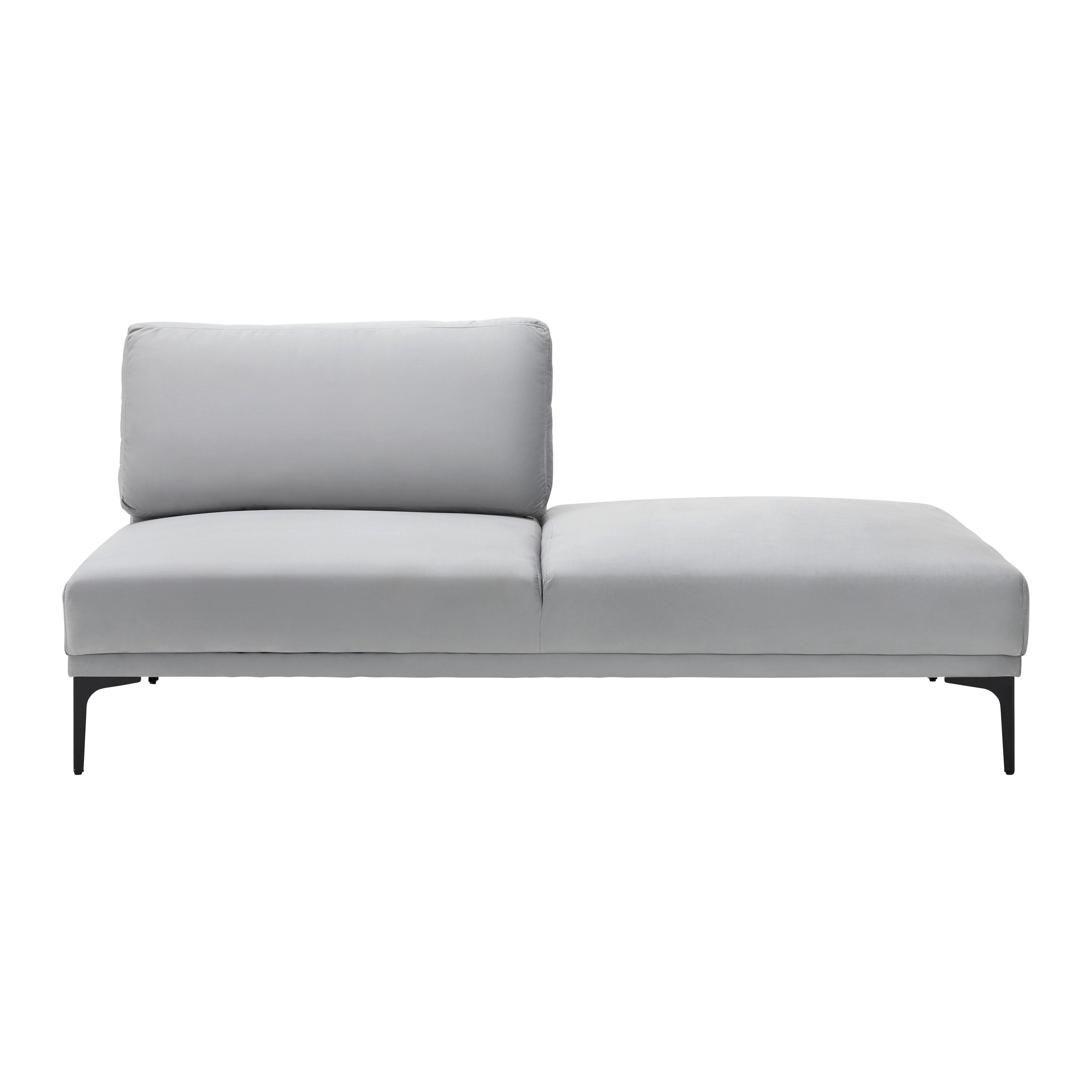 récamière Samt, Metallfuss schwarz - Schwarz/Grau, Modern, Textil/Metall (180,5/82,5/88,5cm) - Bessagi Home