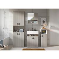 Badezimmer Mone Kaschmir 4-teilig - Kaschmir/Schwarz, Trend, Glas/Holzwerkstoff (150cm) - MID.YOU