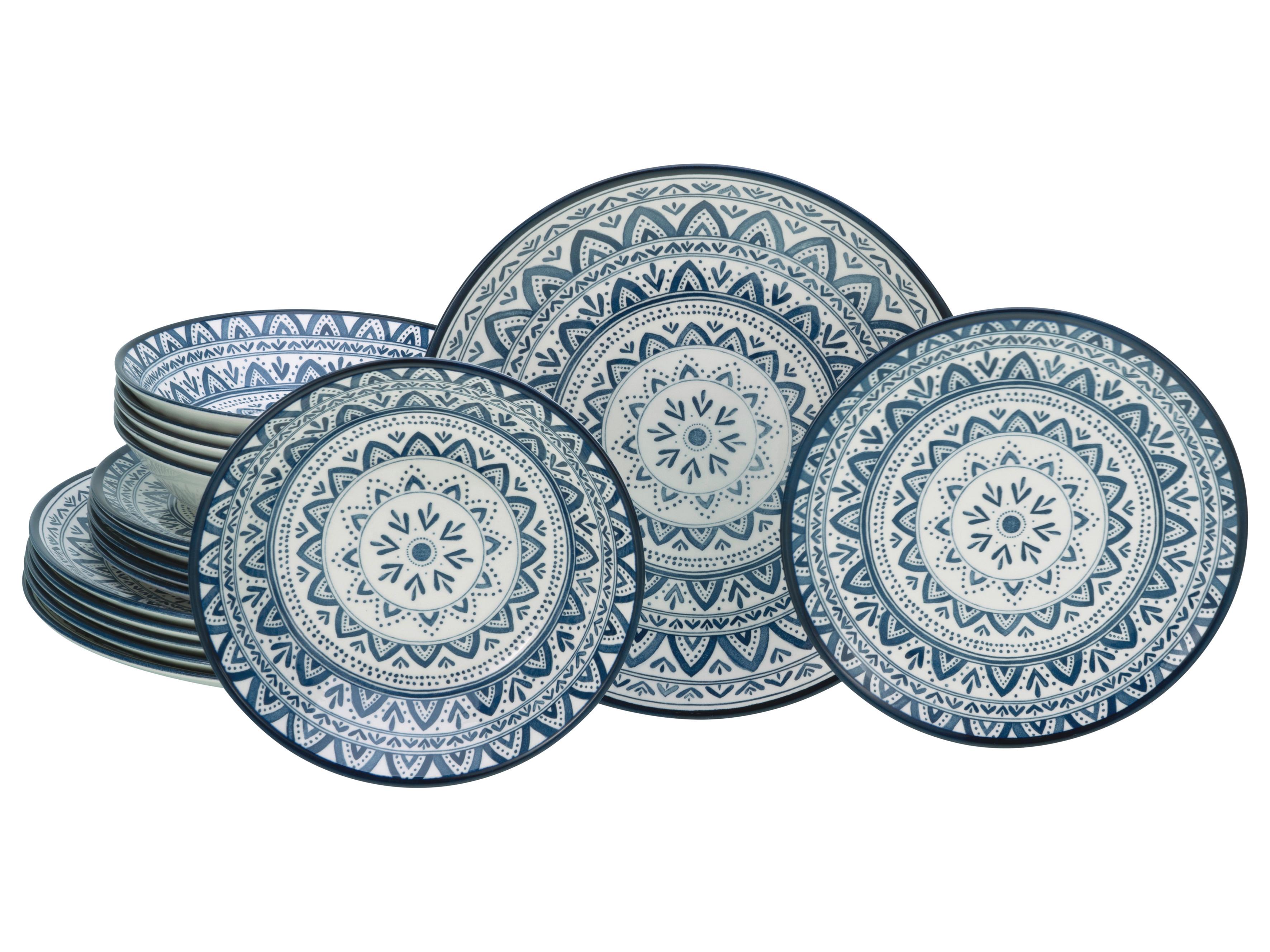 Jedilni Servis Mexico, 18-Delni - modra/bela, Basics, keramika - Creatable