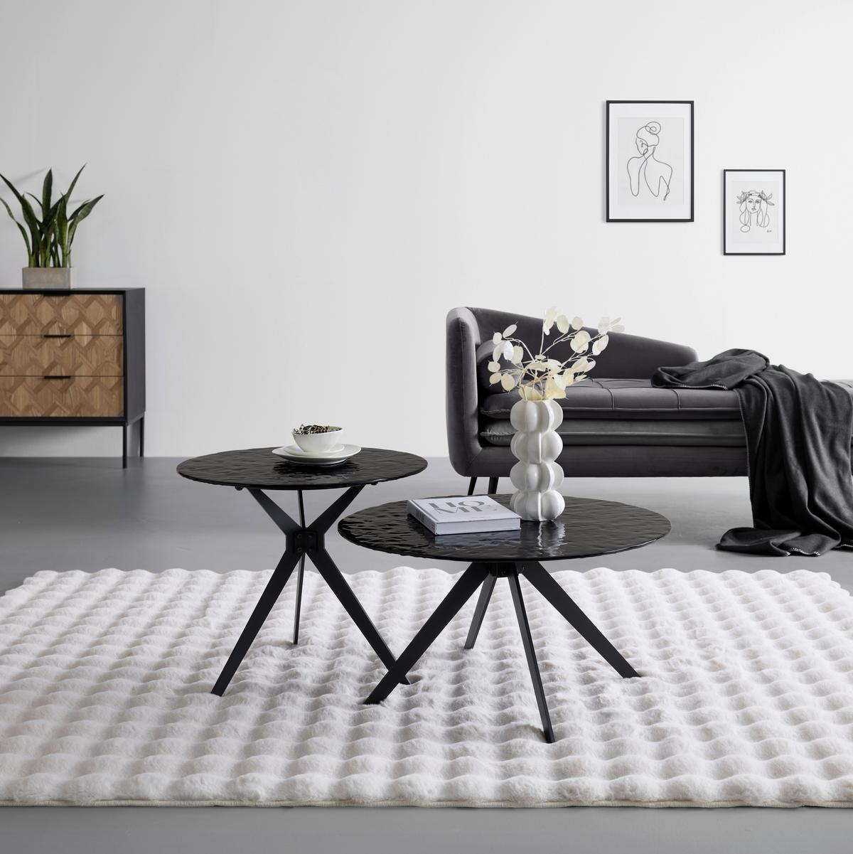 Couchtisch Conti Schwarz, 2er Set - Schwarz, MODERN, Glas/Metall (70/55/38/48/70/55cm) - Mömax