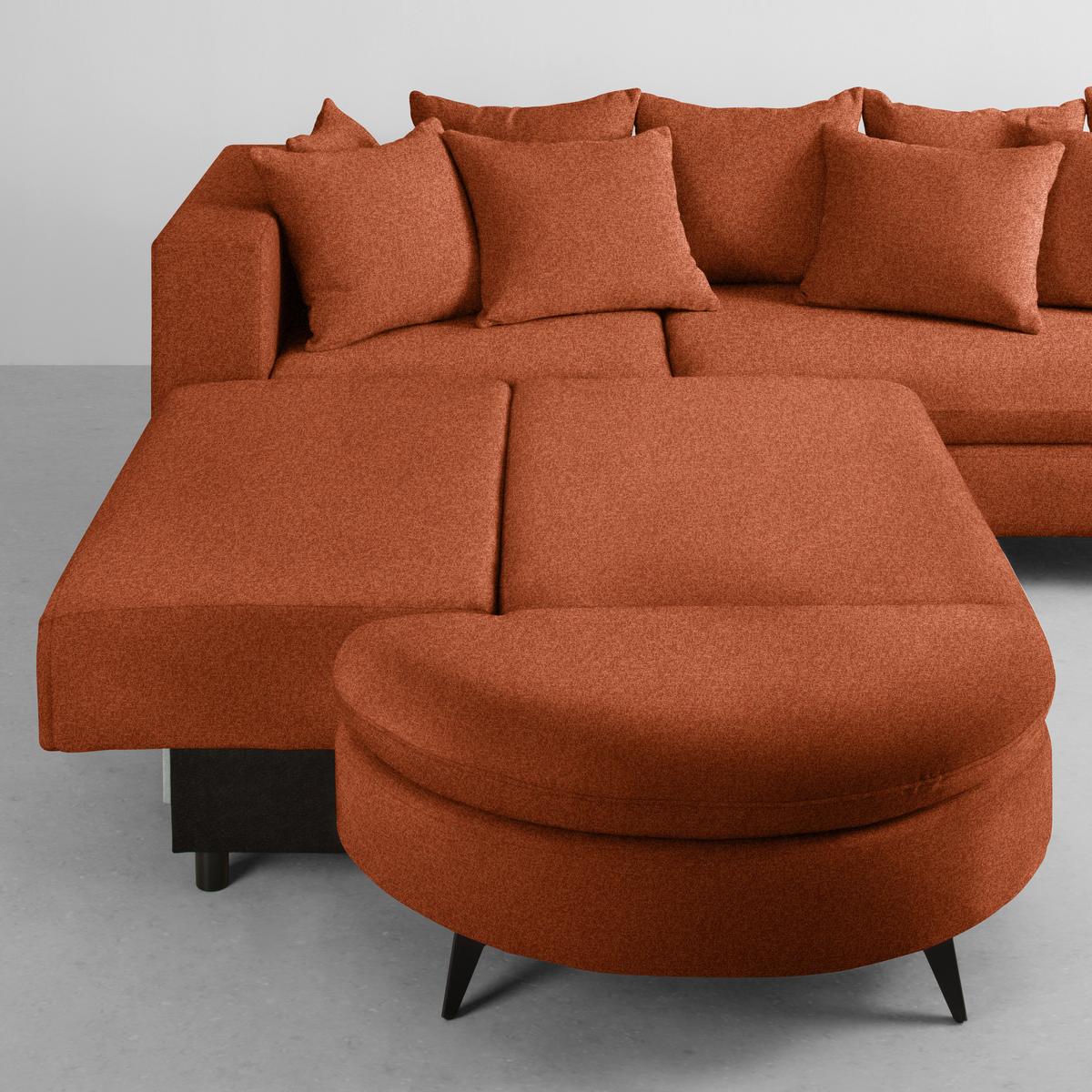 Ecksofa Axel Rostfarben - Rostfarben/Schwarz, MODERN, Textil/Metall (250/87/291cm) - Mömax