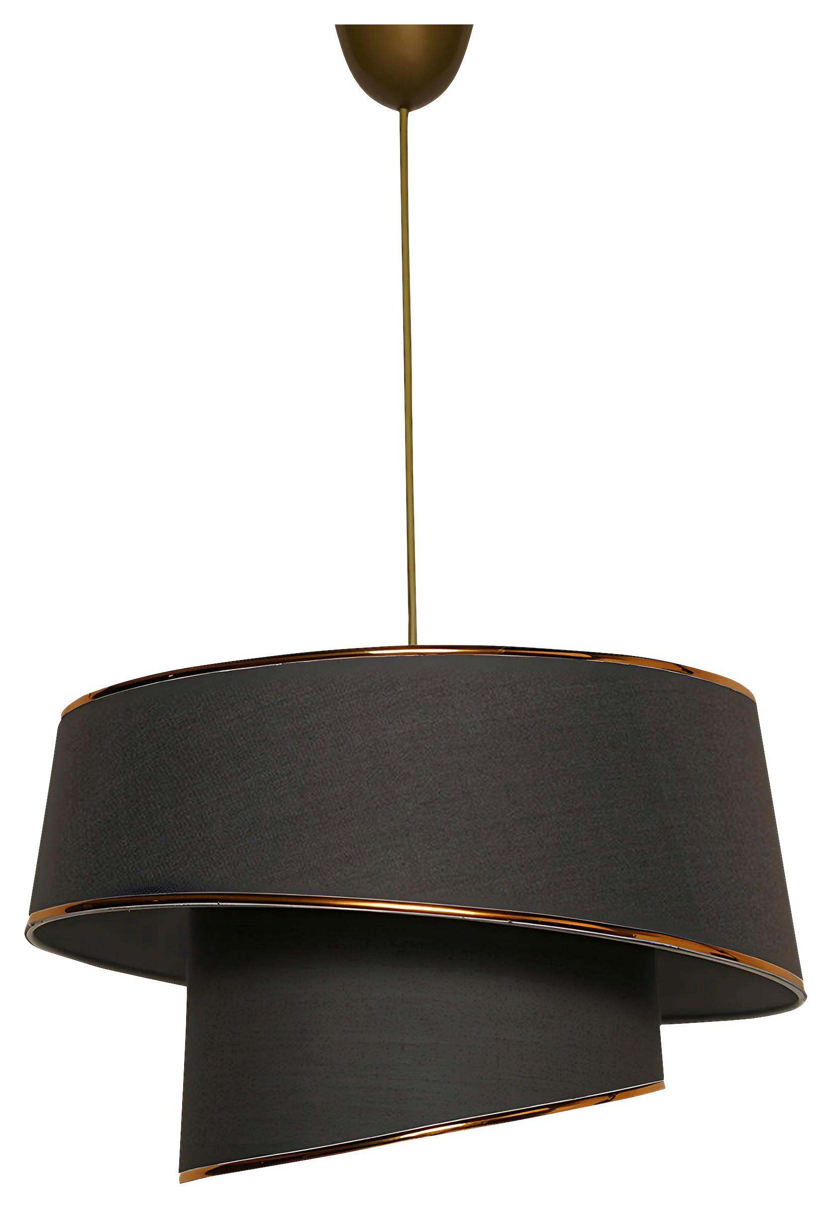 LAMPA WISZĄCA BARETTE - GOLD, ANTHRACITE - antracytowy/kolor złoty, Design, tworzywo sztuczne/metal (32/70cm) - P & B