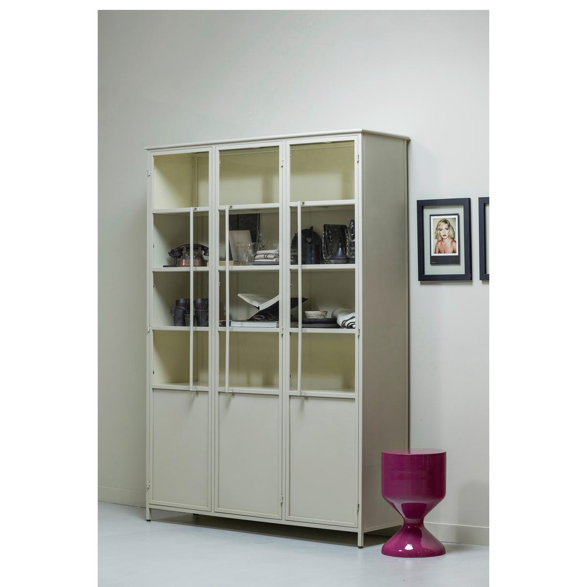 Vitrine Exhibit Sandfarben - Sandfarben, Design, Glas/Metall (140/200/40cm) - Livetastic