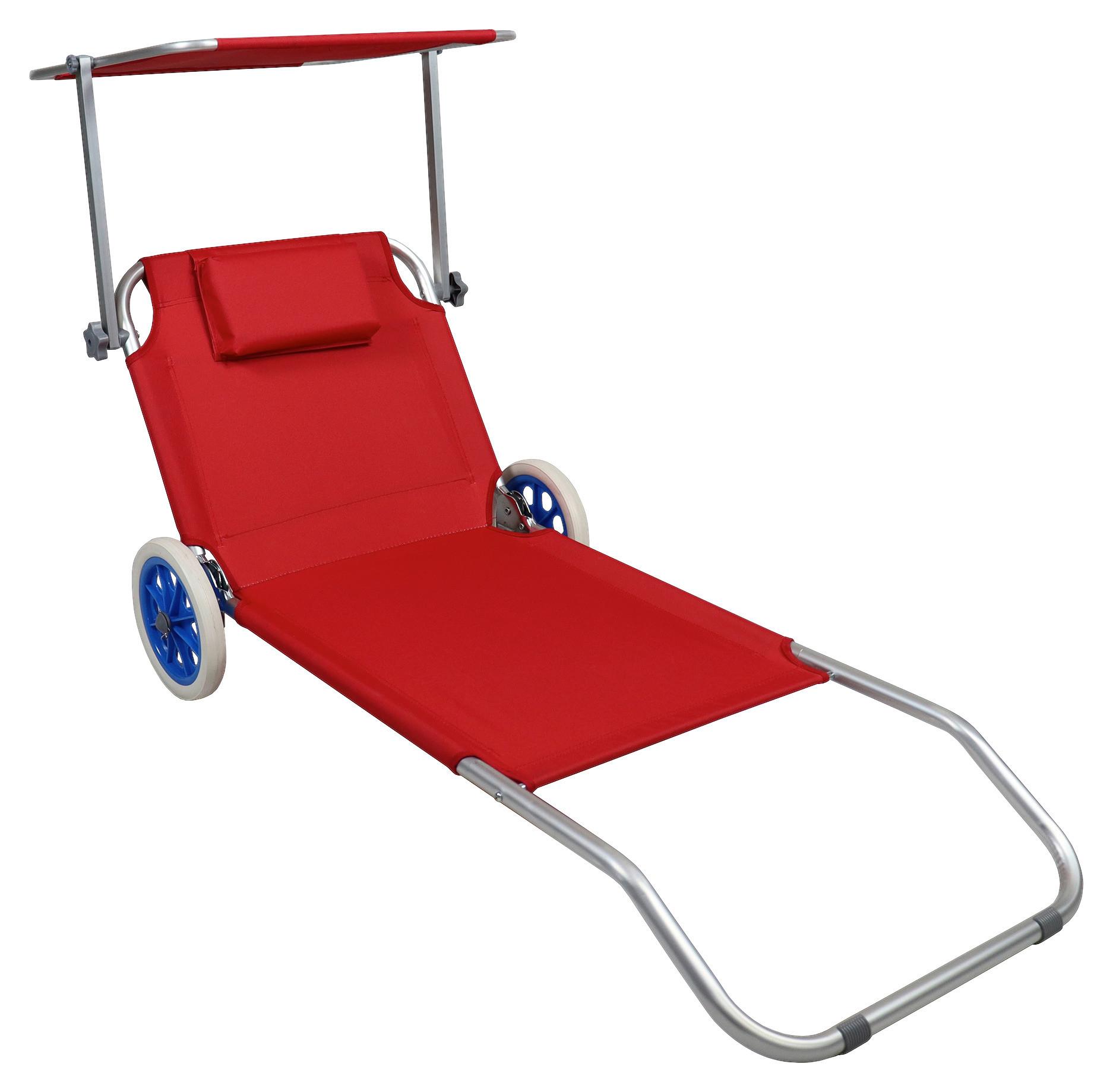 Vrtni Ležalnik Bindox, Rdeča - rdeča, Basics, kovina/tekstil (165/16/65cm) - Gardenson