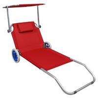 Vrtni Ležalnik Bindox, Rdeča - rdeča, Basics, kovina/tekstil (165/16/65cm) - Gardenson