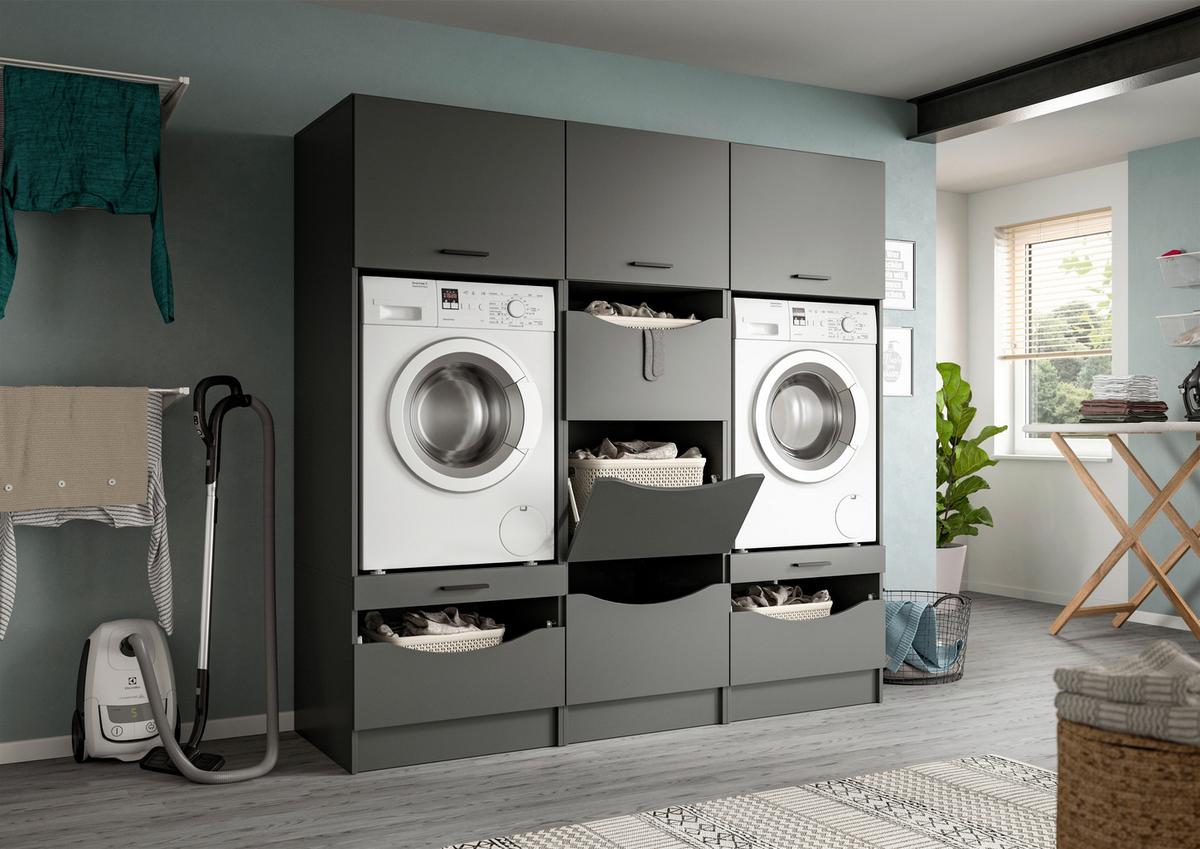 Omara Za Pralni In Sušilni Stroj Free, Antracit - antracit, Basics, leseni material (192/195/68cm) - MID.YOU