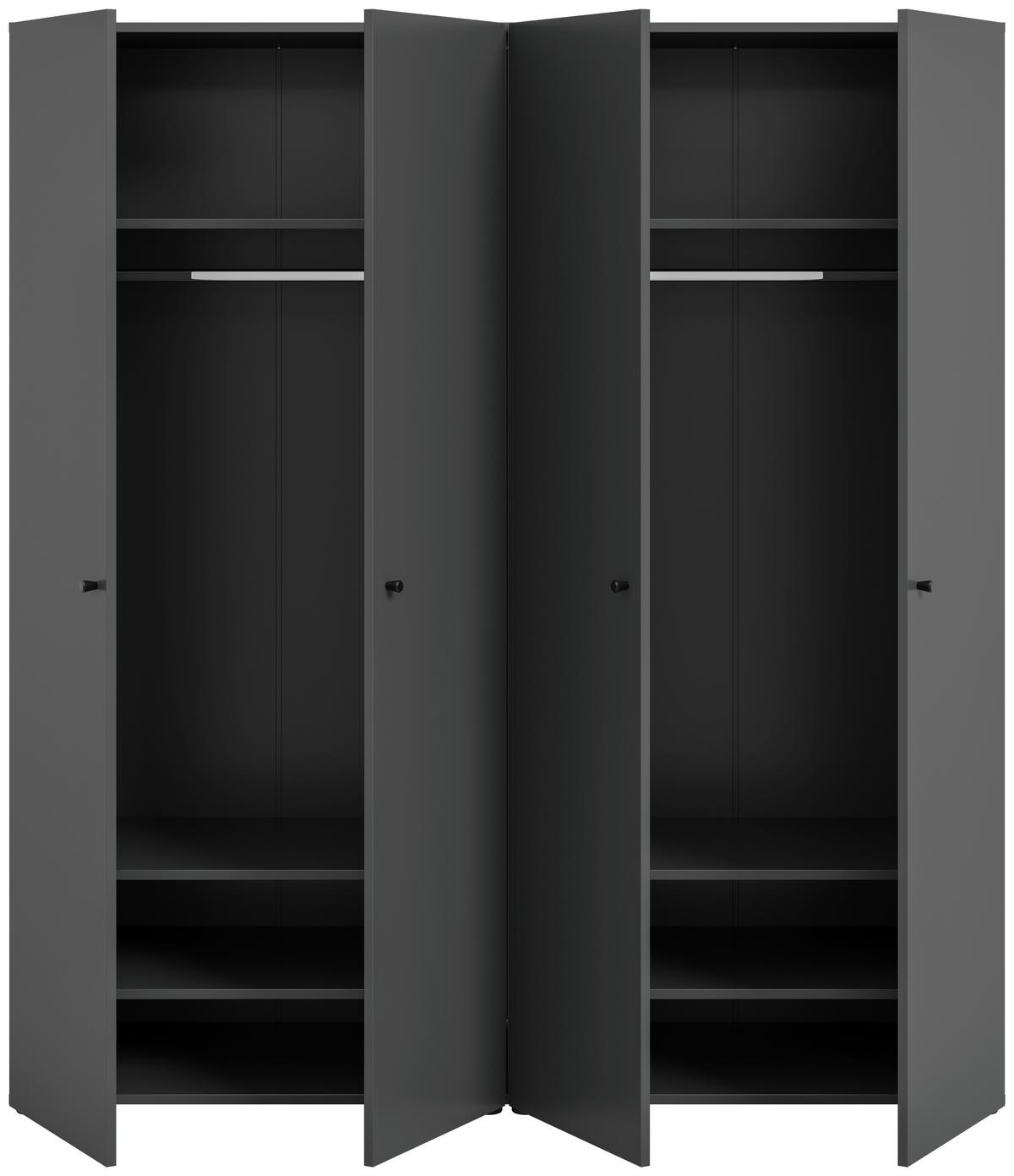 Drehtürenschrank DARWIN ca.160x176x51cm Anthrazit - Anthrazit/Schwarz, MODERN, Holzwerkstoff/Kunststoff (160/176cm) - MID.YOU