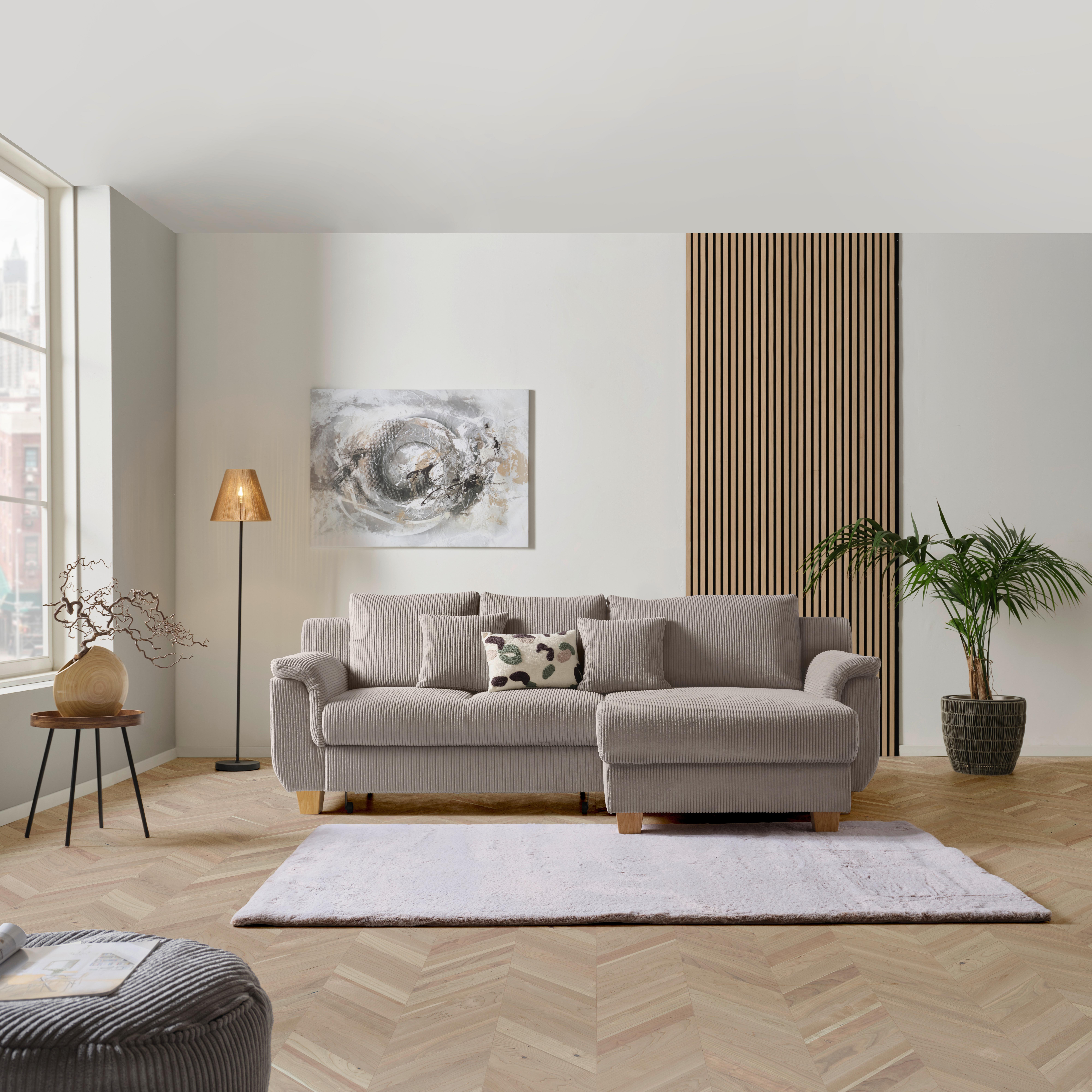 Colţar ALEX - bej, Modern, textil (246/88cm)